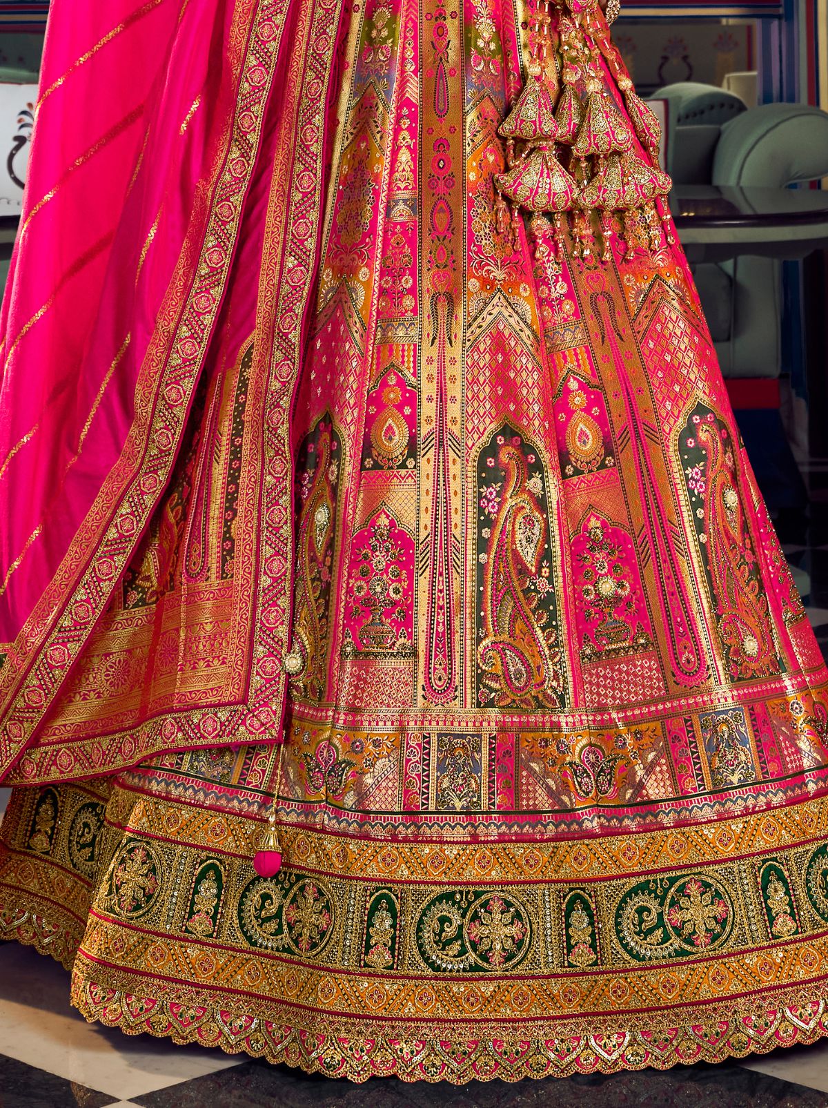 Multi-Color Exclusive Luxury Wedding Lehenga Set With Hand Embroidery Work