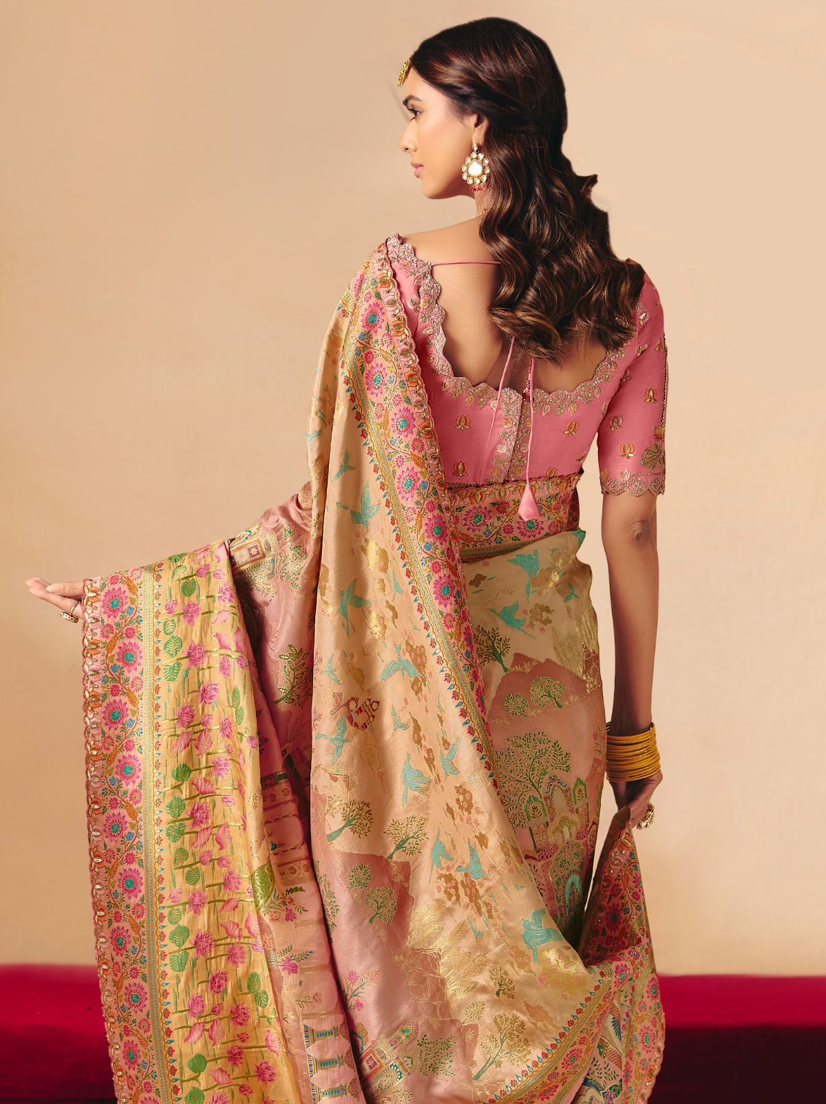 Multicolor Designer Dola Silk Saree with Embroidery