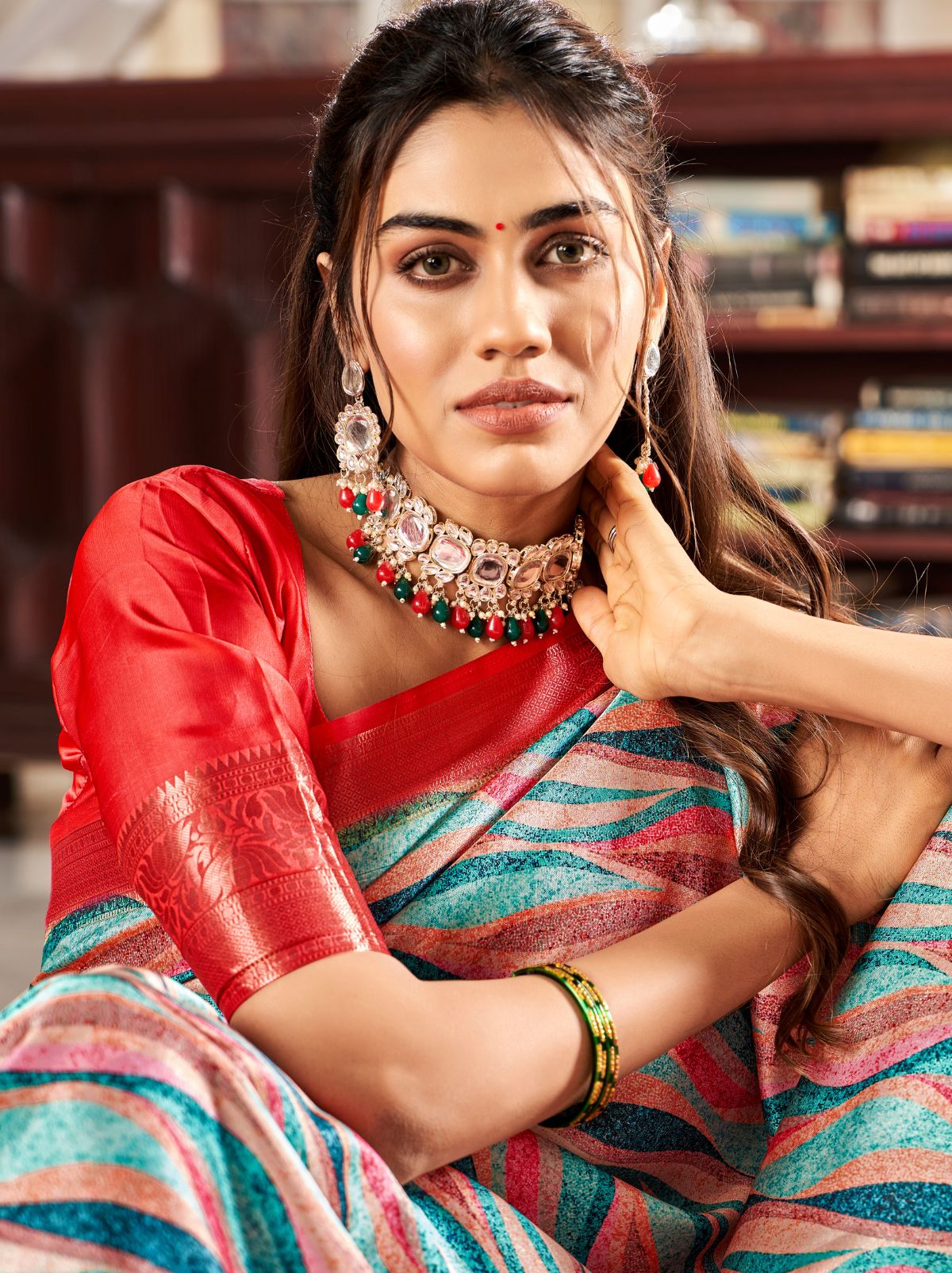 Multicolor Designer Satin Silk Saree - TrendOye