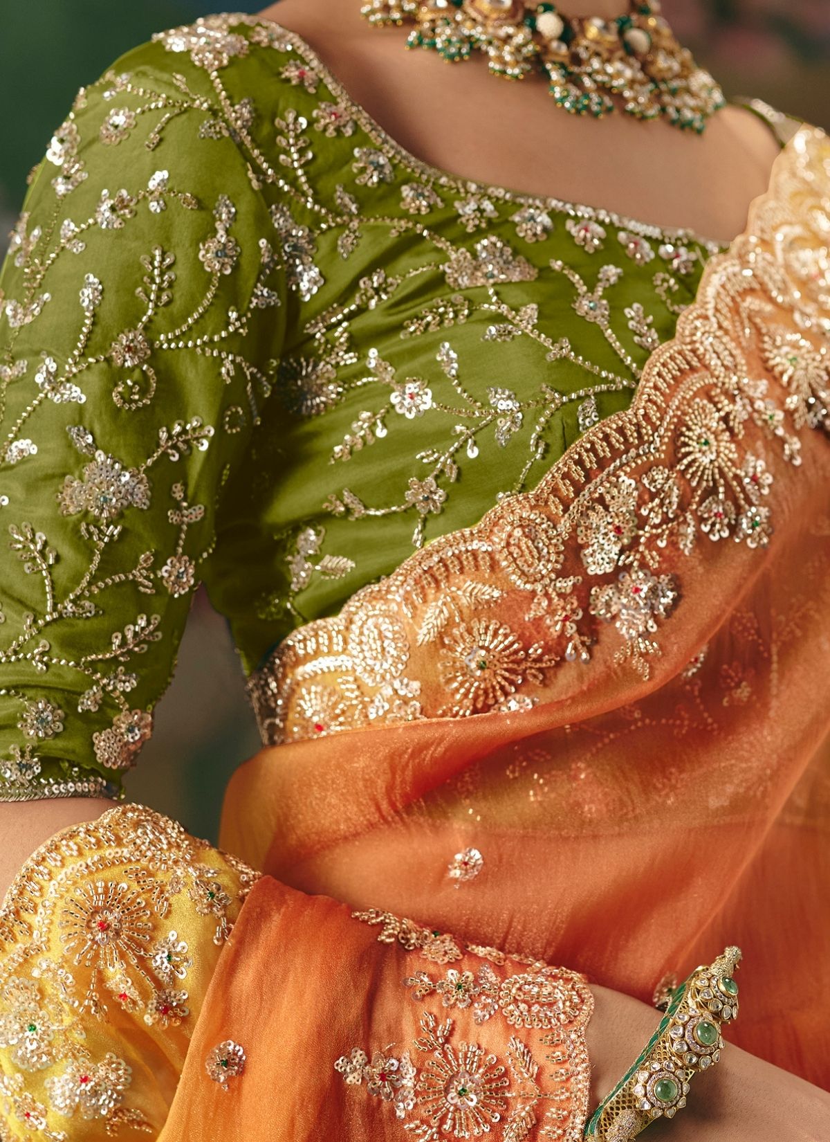 Multicolor Wedding & Party Fancy Saree With Premium Blouse Piece - TrendOye