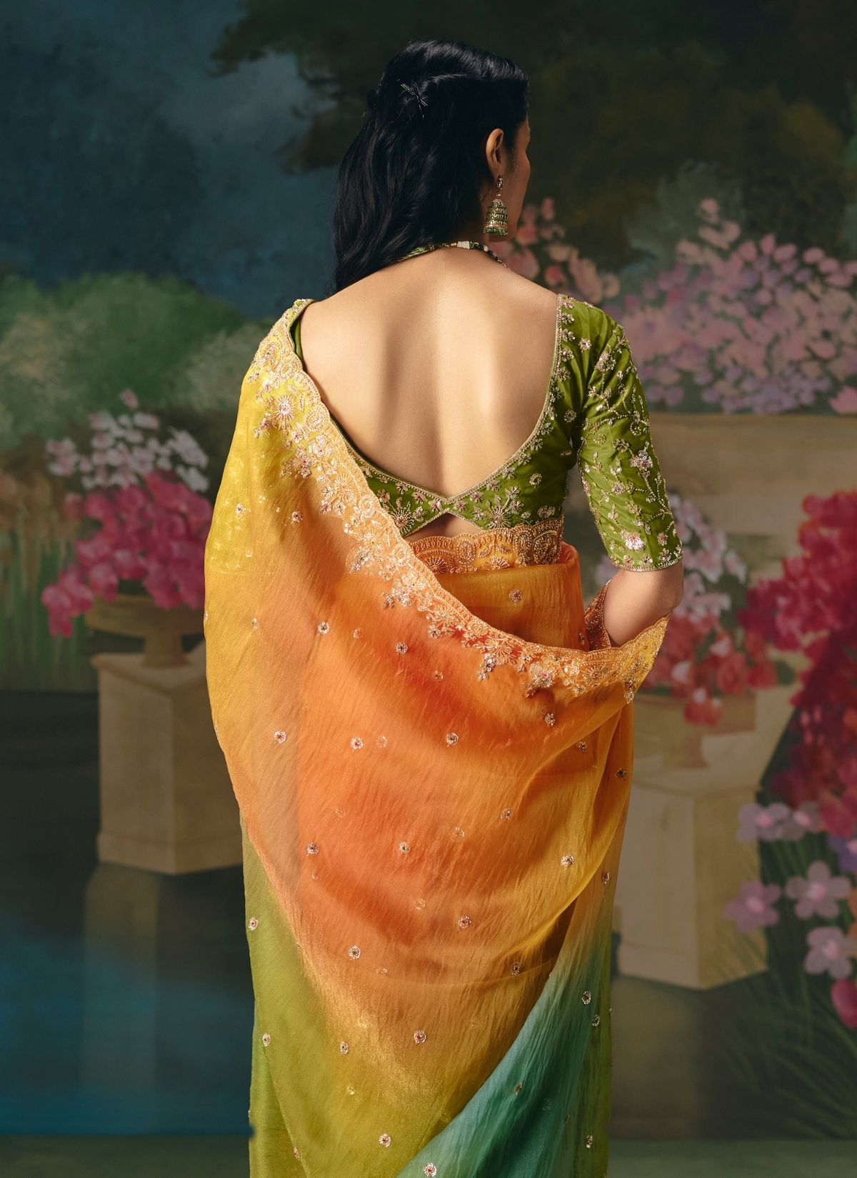 Multicolor Wedding & Party Fancy Saree With Premium Blouse Piece - TrendOye