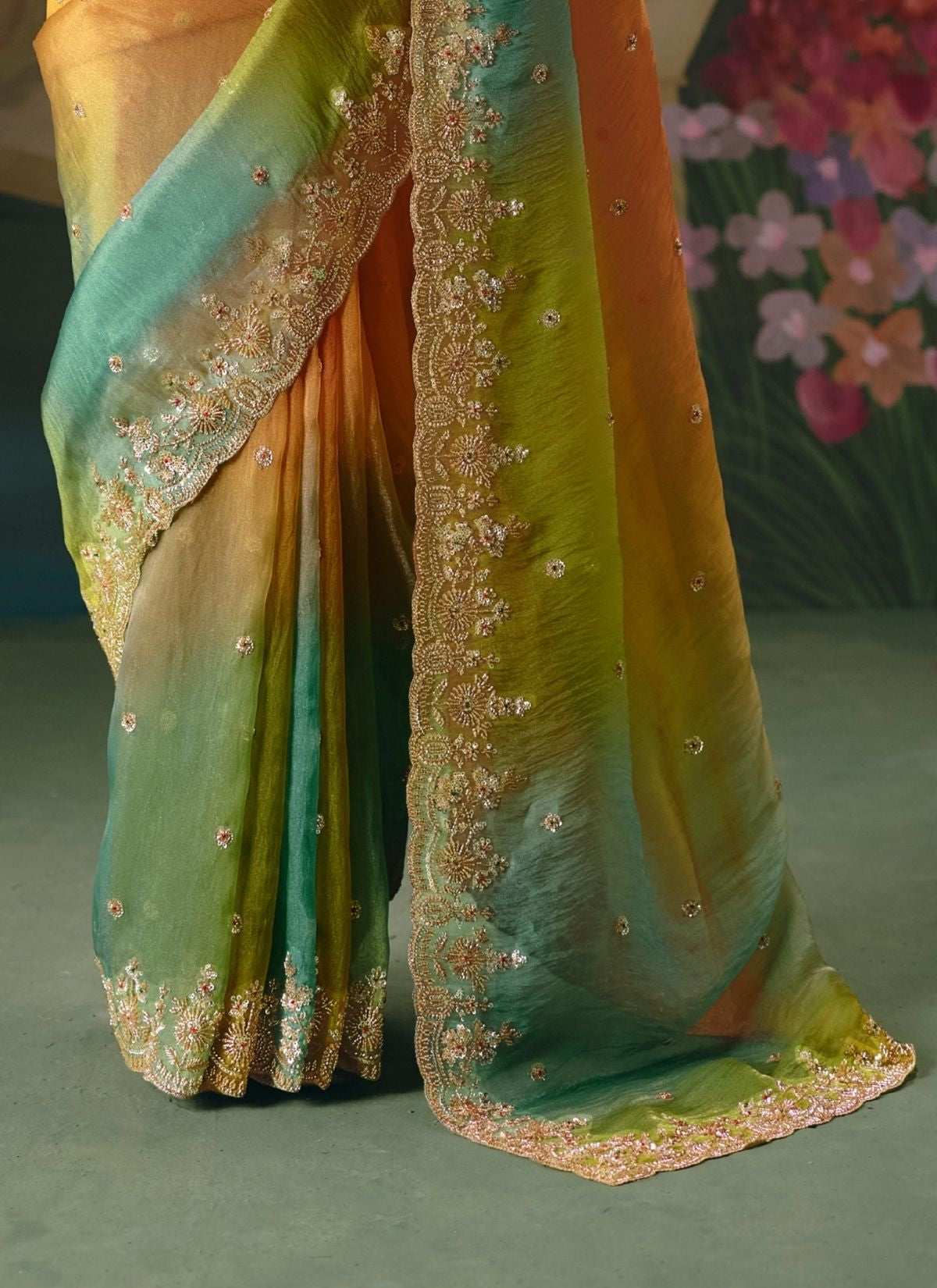 Multicolor Wedding & Party Fancy Saree With Premium Blouse Piece - TrendOye