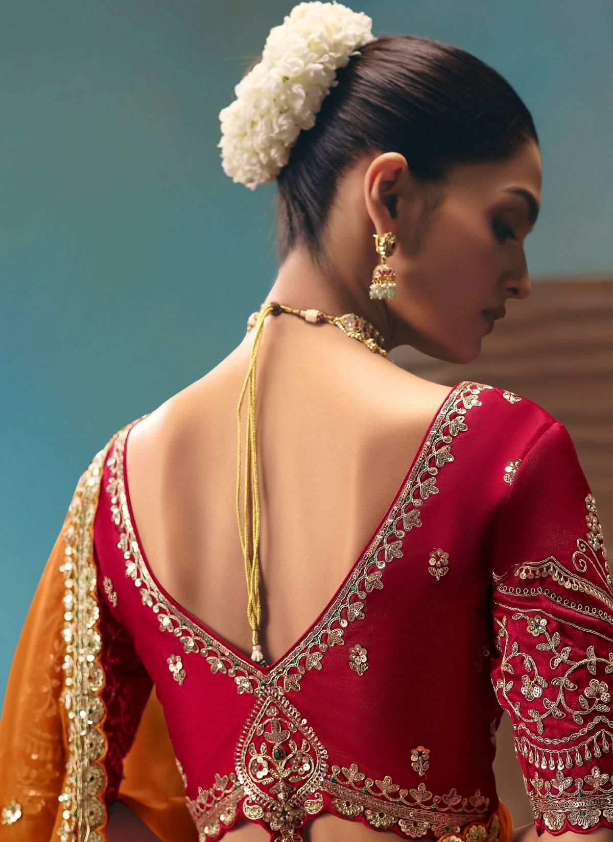 Tiger Orange Celebration Fancy Saree With Premium Blouse Piece - TrendOye