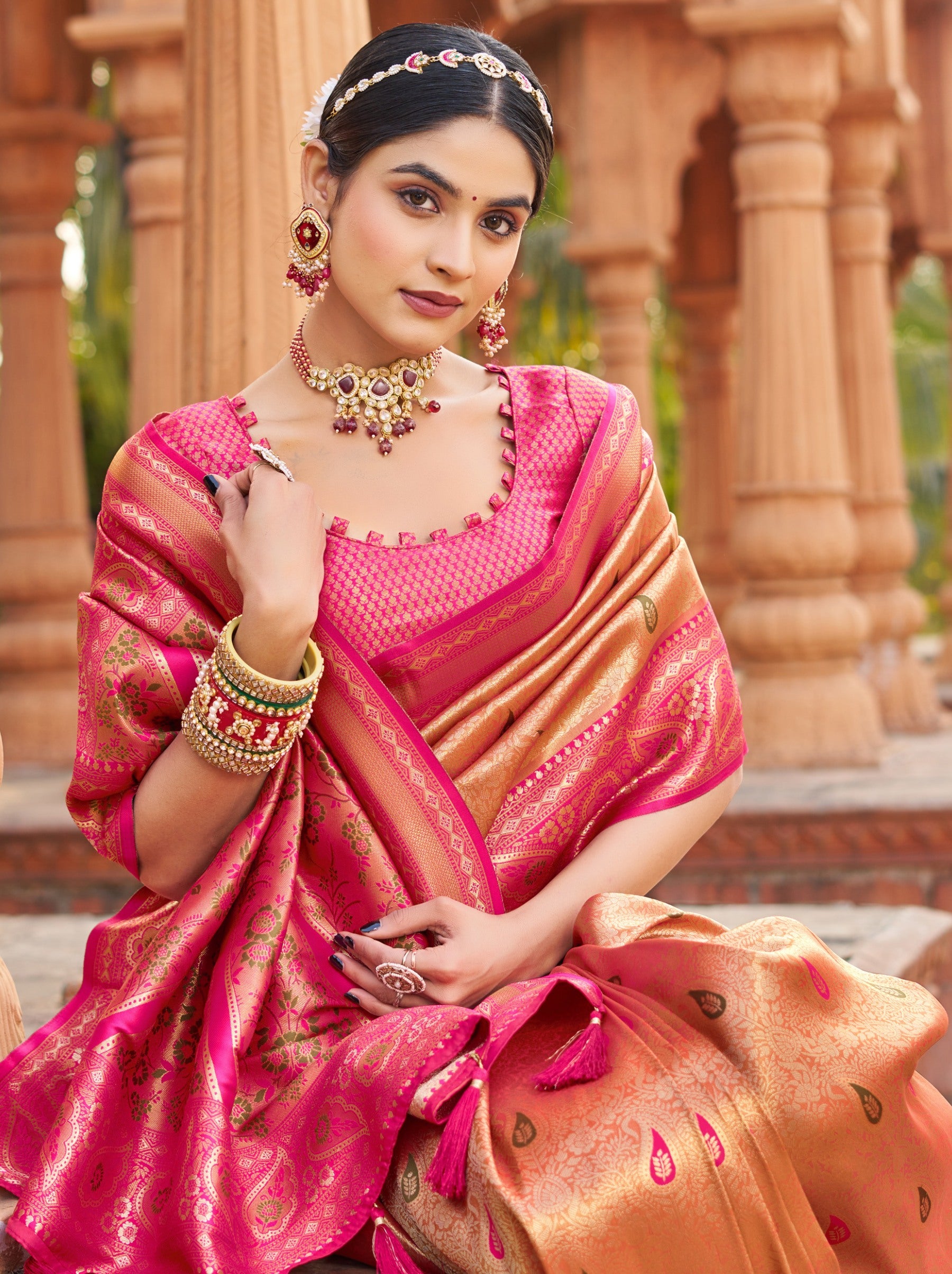 Tangerine Orange Premium Soft Silk Festive Saree - TrendOye