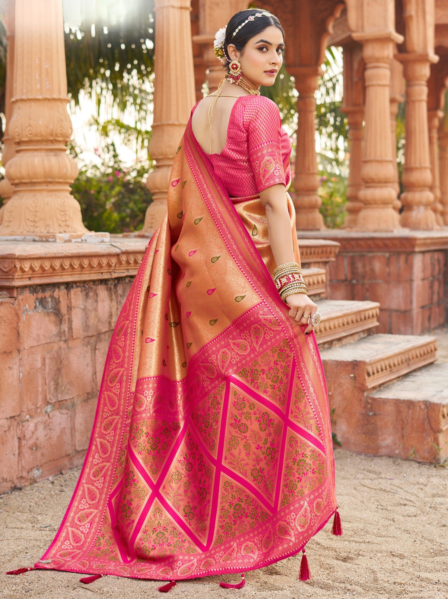 Tangerine Orange Premium Soft Silk Festive Saree - TrendOye