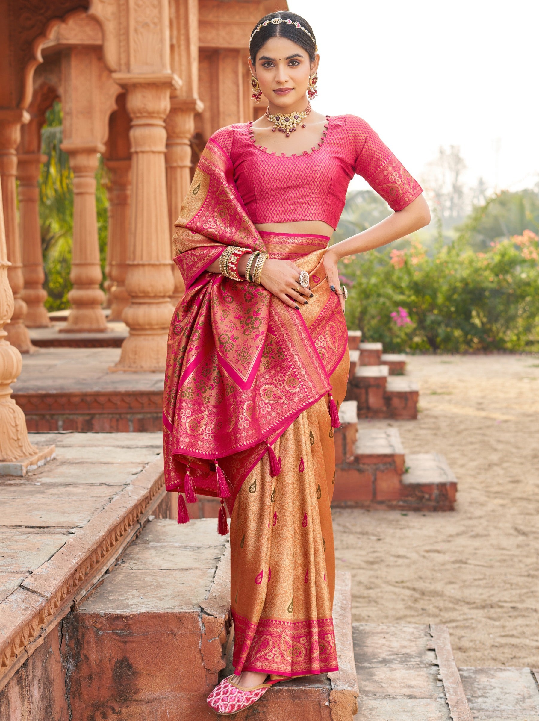 Tangerine Orange Premium Soft Silk Festive Saree - TrendOye