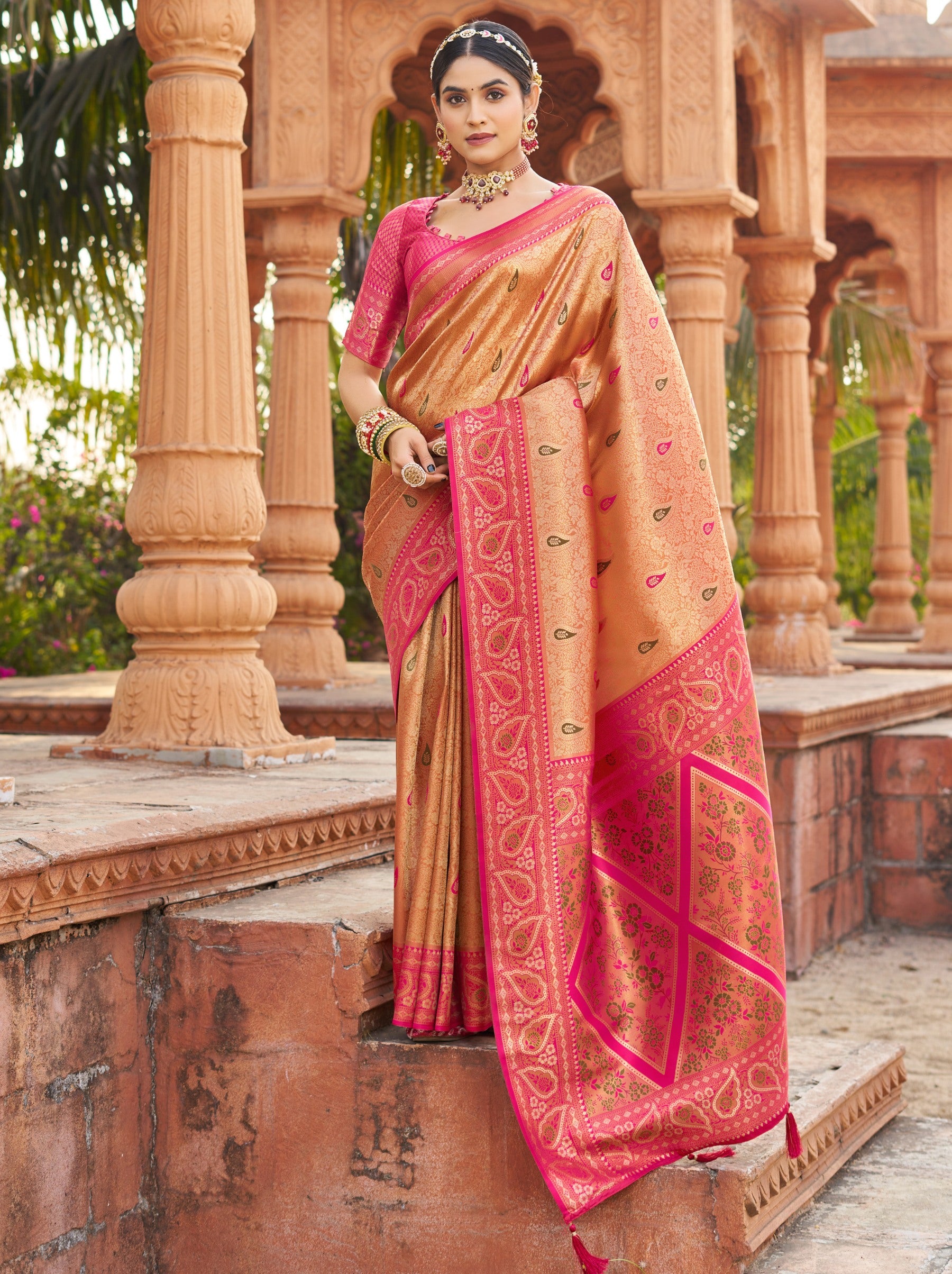 Tangerine Orange Premium Soft Silk Festive Saree - TrendOye