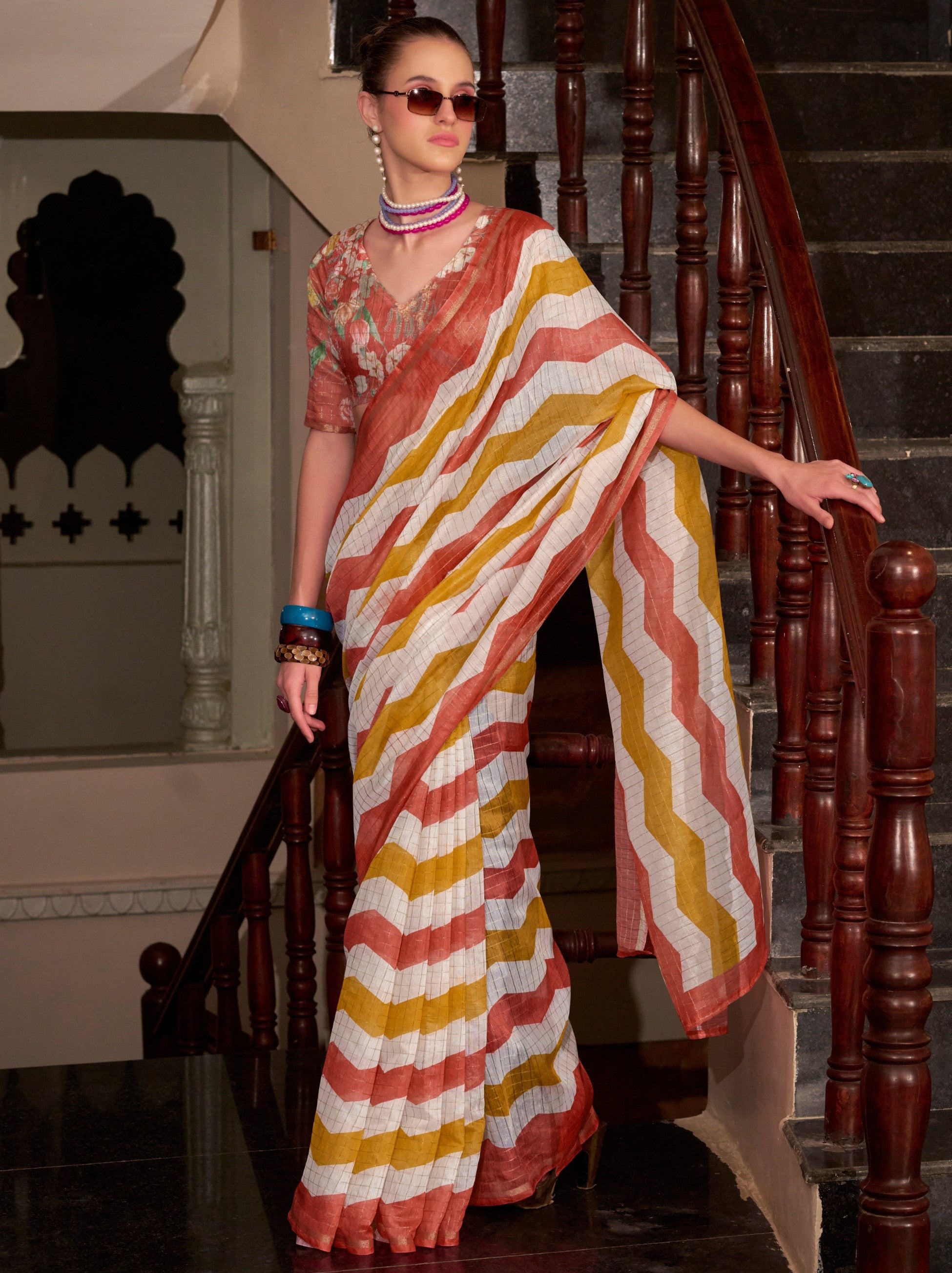 Sunset Orange Celebration Saree - TrendOye