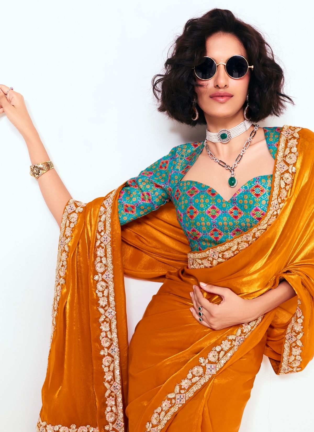 Pumpkin Orange Party Fancy Premium Saree With Fine Blouse Piece - TrendOye