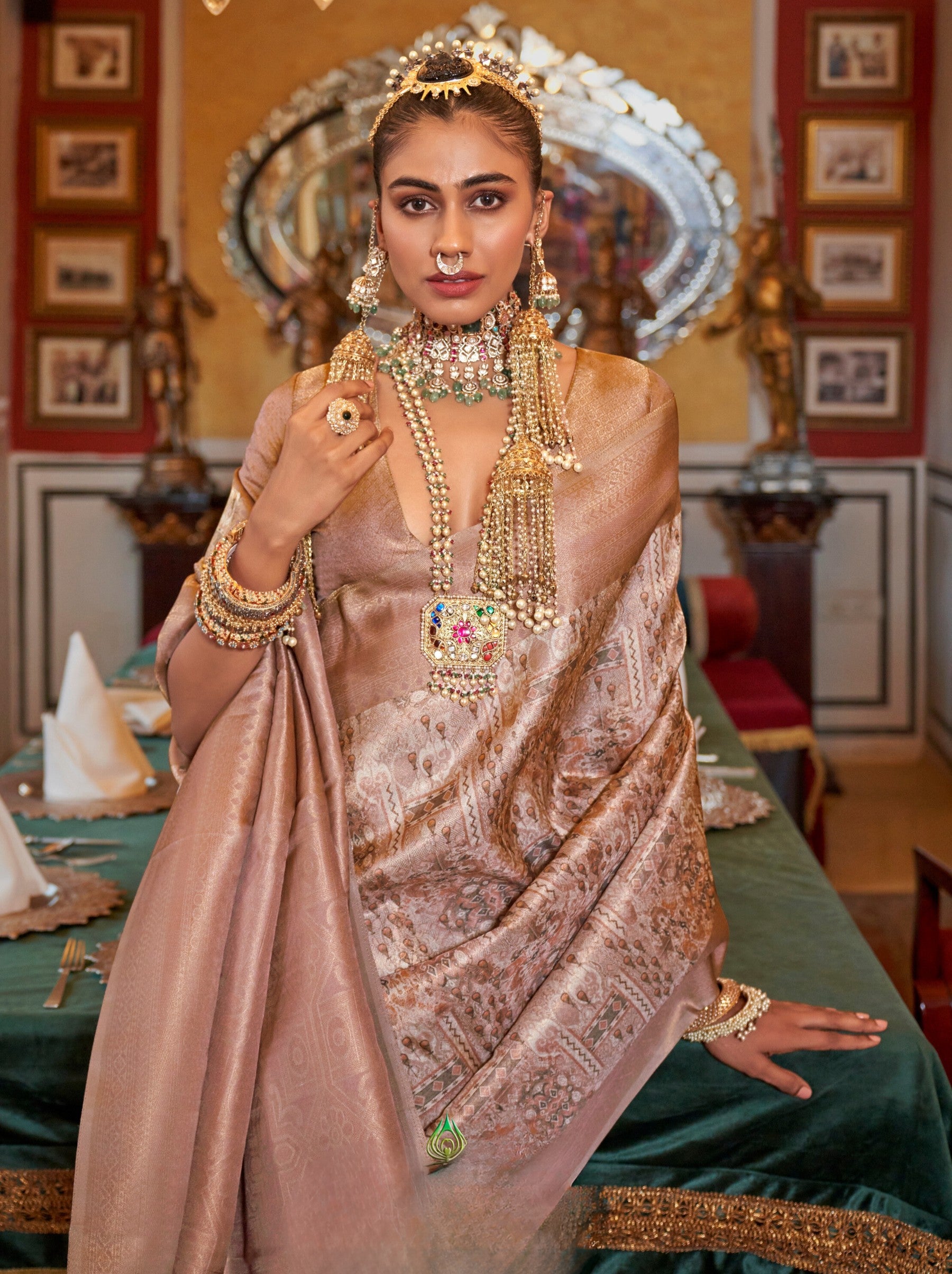 Carnation Pink Party Designer Saree - TrendOye