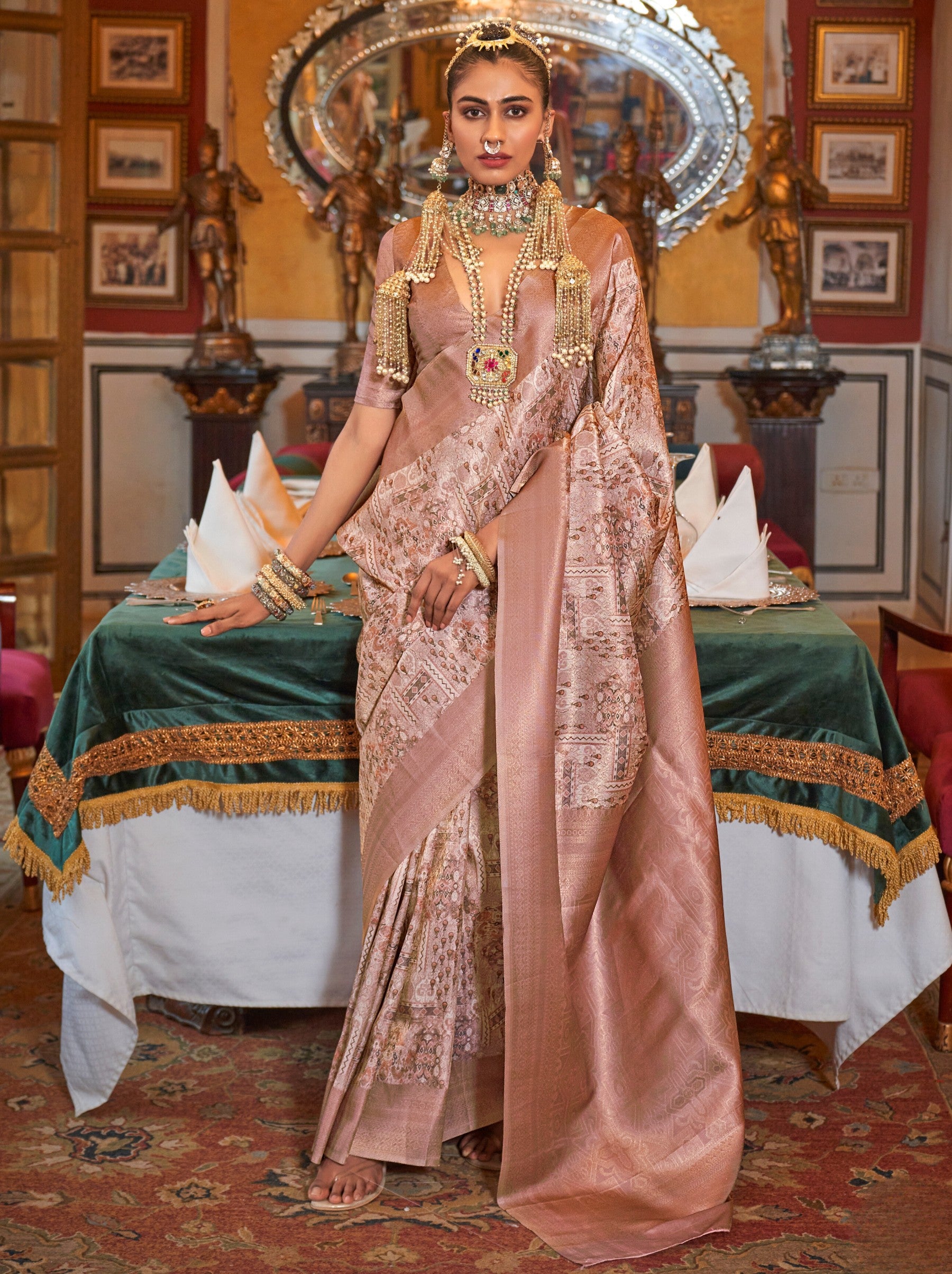 Carnation Pink Party Designer Saree - TrendOye