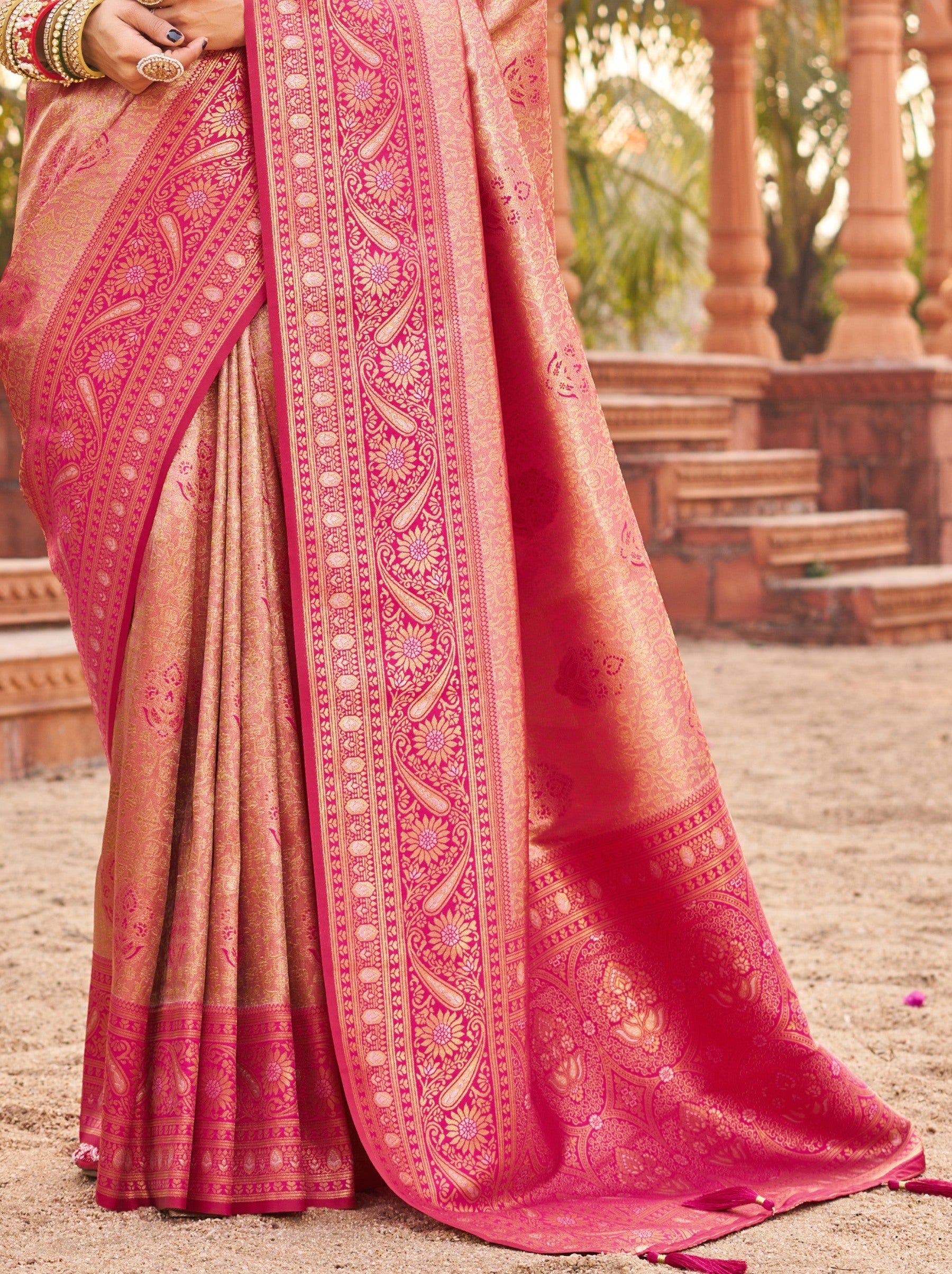 Ruby Pink Premium Soft Silk Festive Saree - TrendOye