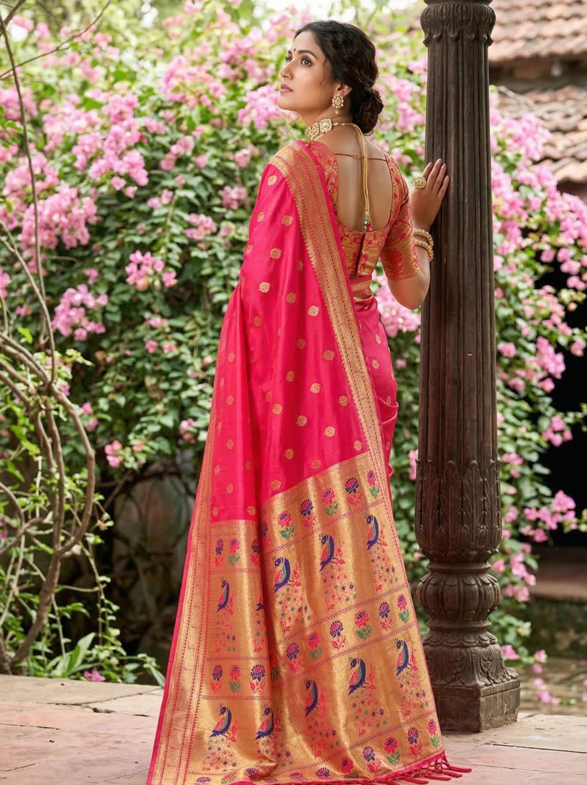 Magenta Pink Premium Soft Silk Paithani Wedding Saree