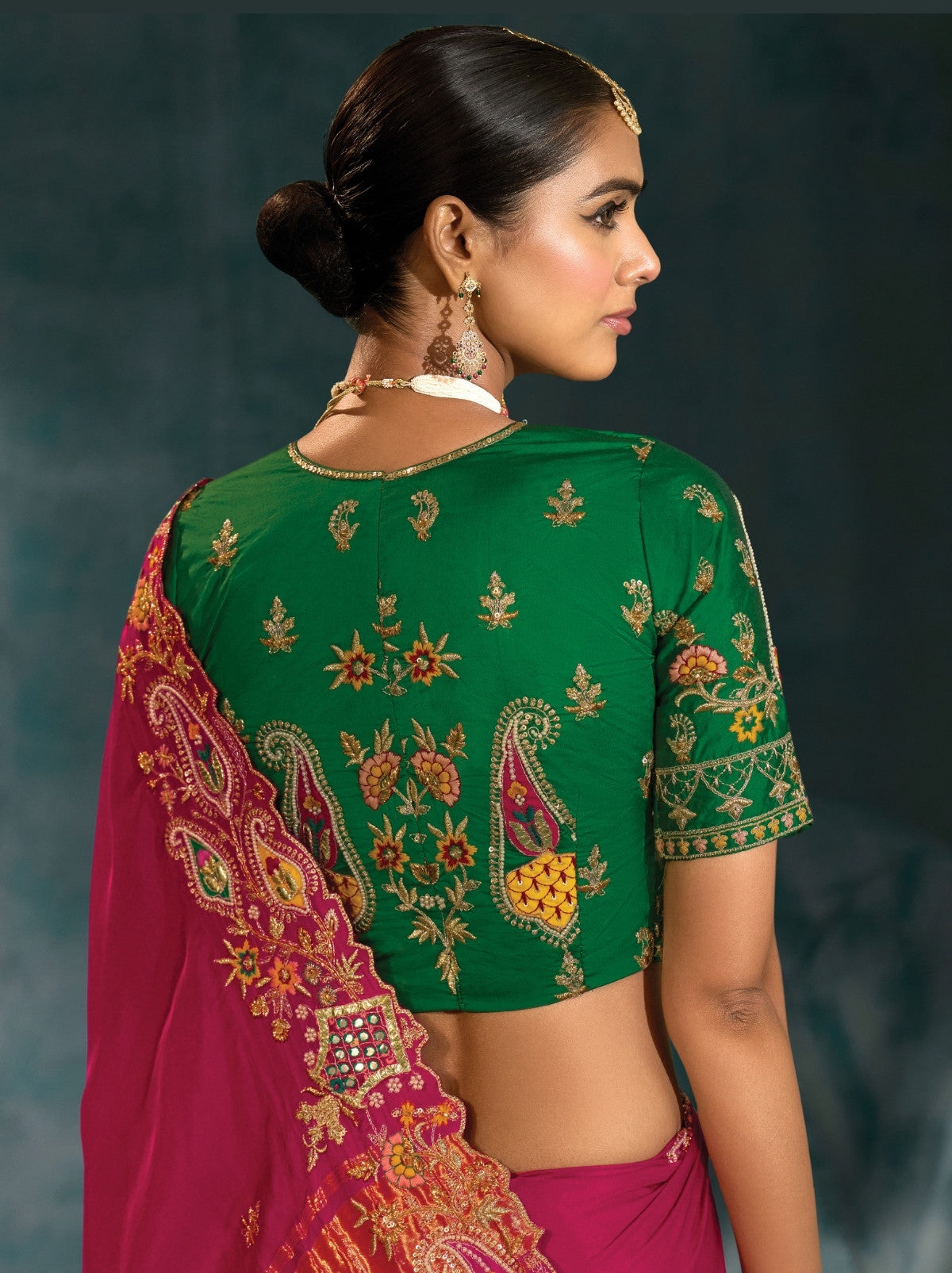 Ruby Pink Wedding Designer Soft Silk Saree With Blouse Piece
