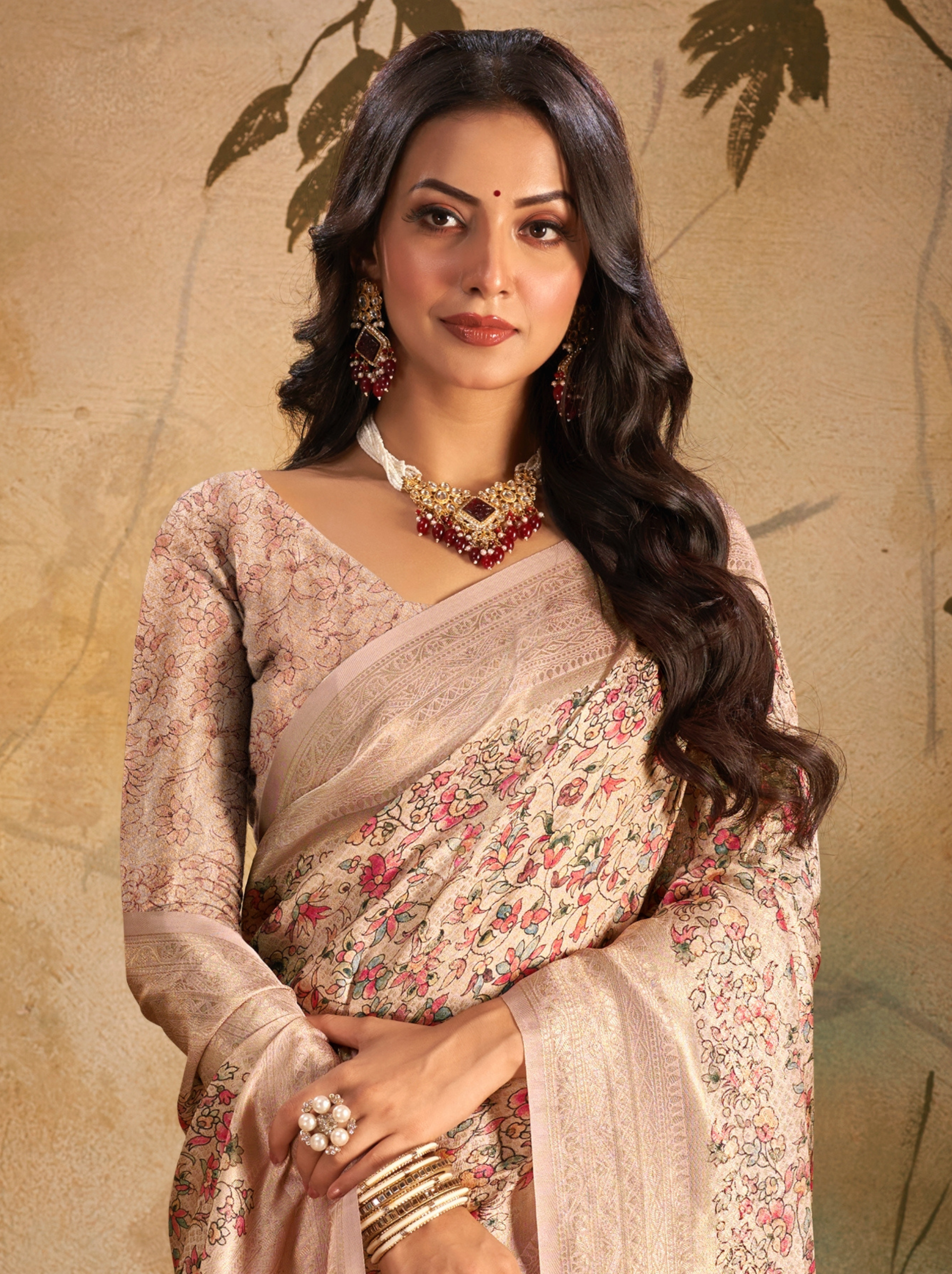 Lemonade Pink Fine Digital Silk Party Saree With Blouse Piece - TrendOye