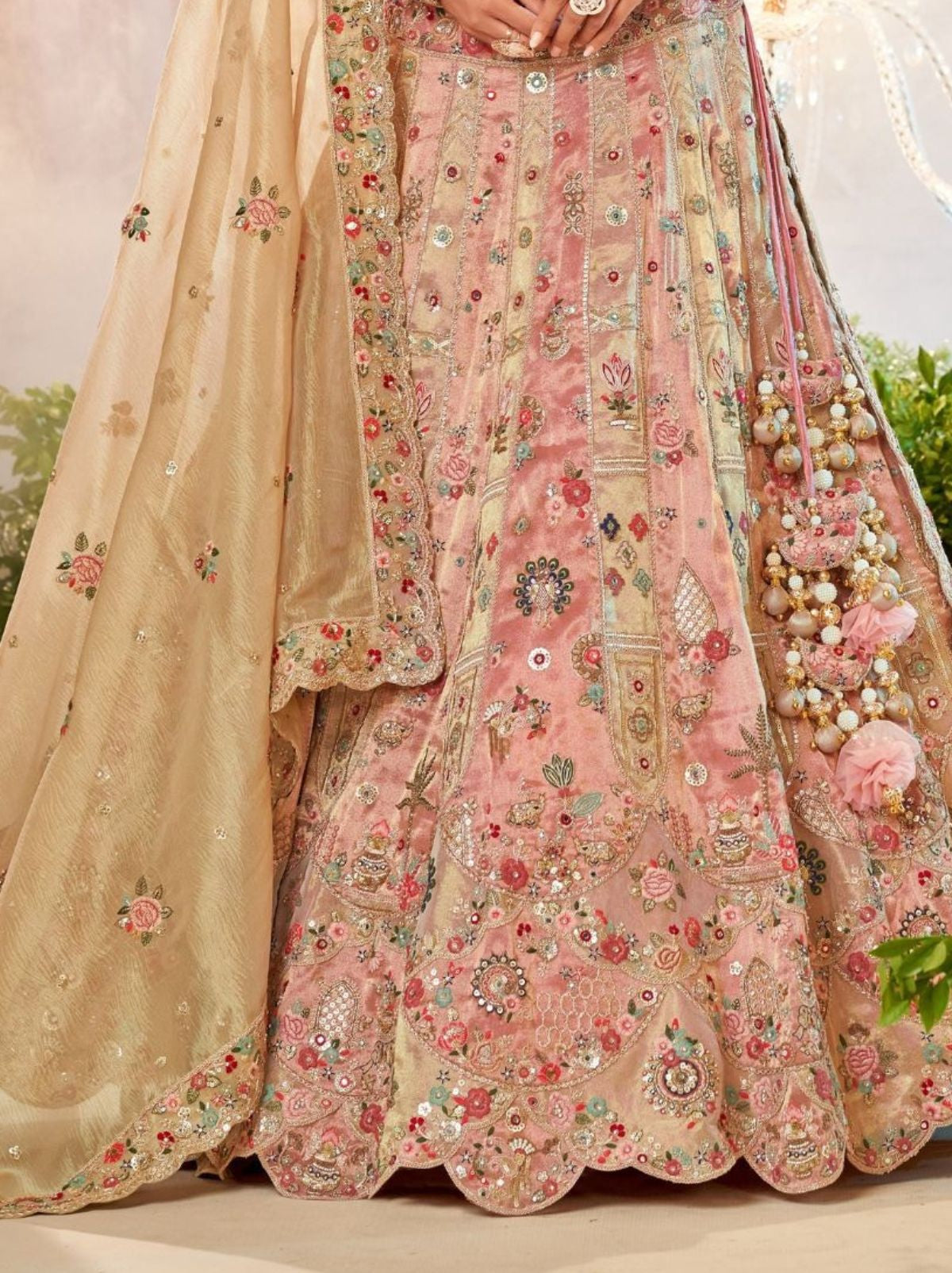Lemonade Pink Exclusive Reception Lehenga Set With Zari Work