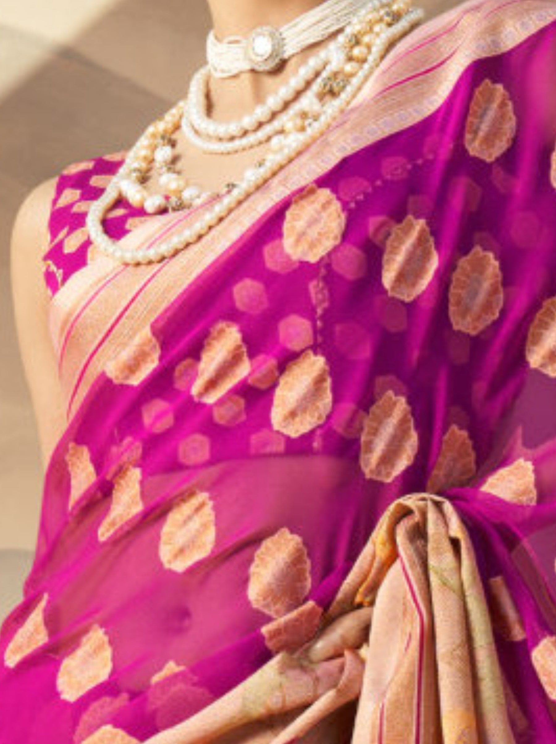 Fuchsia Pink Celebration Saree - TrendOye
