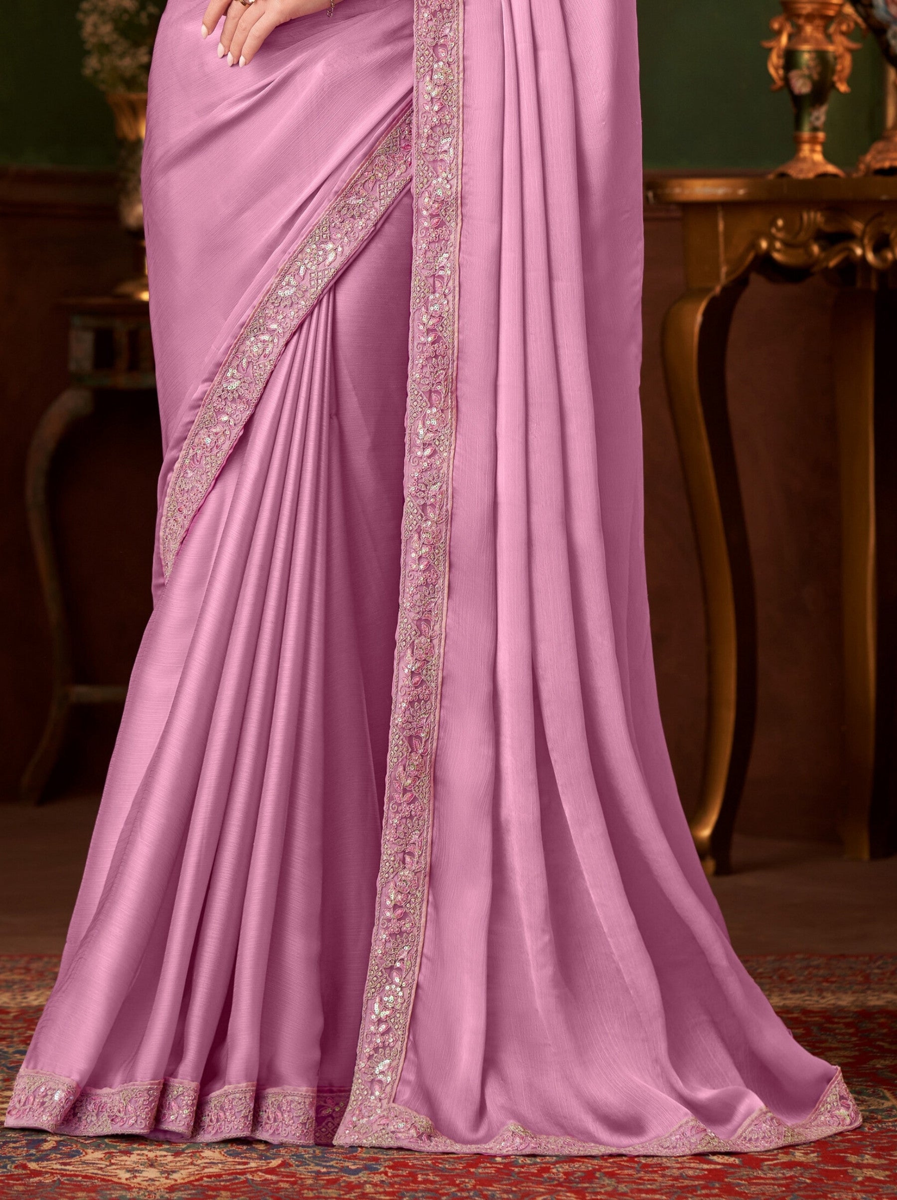Ultra Pink Party Designer Saree - TrendOye
