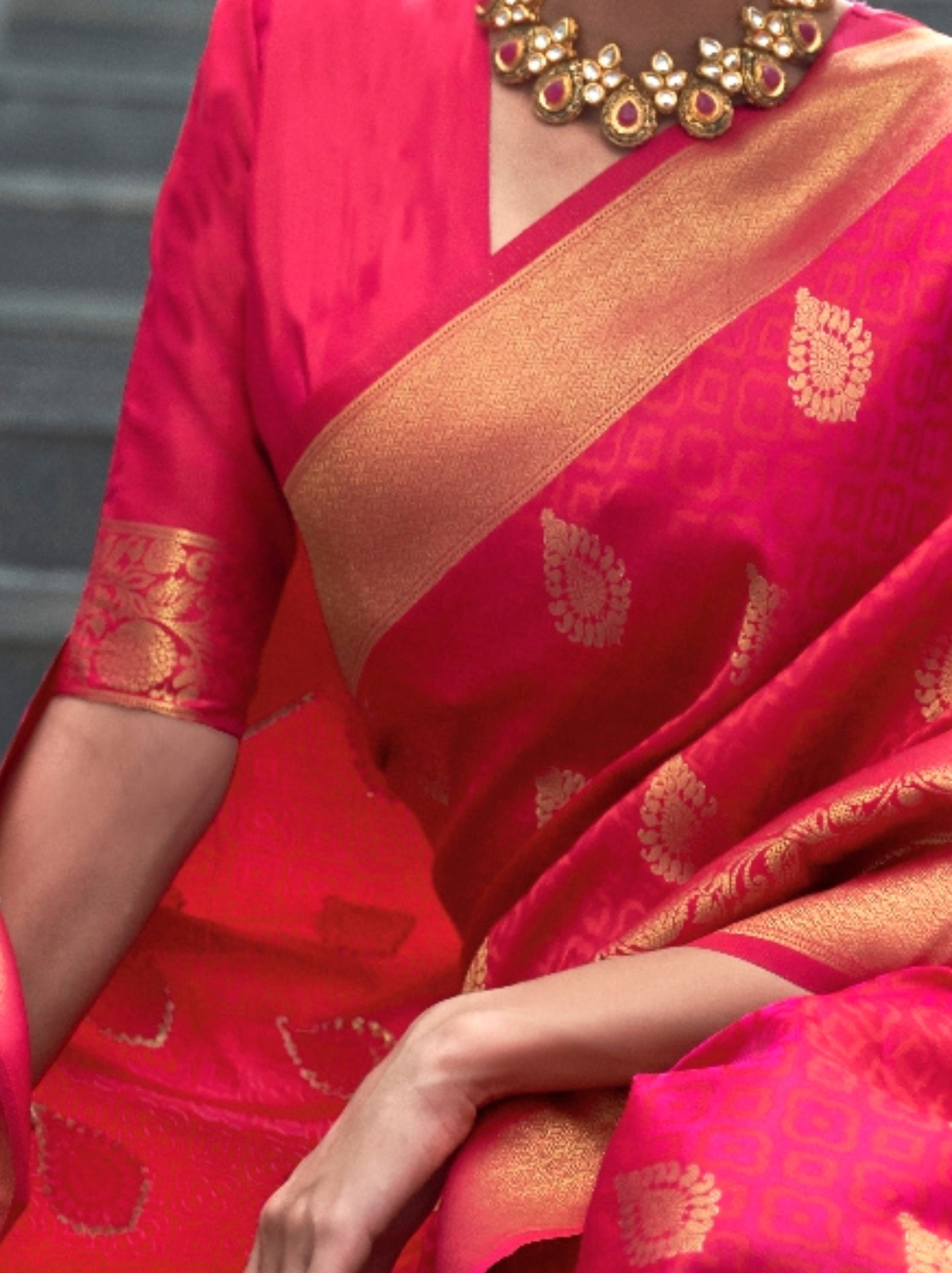 Ruby Pink Fancy Soft Silk Saree With Blouse Piece