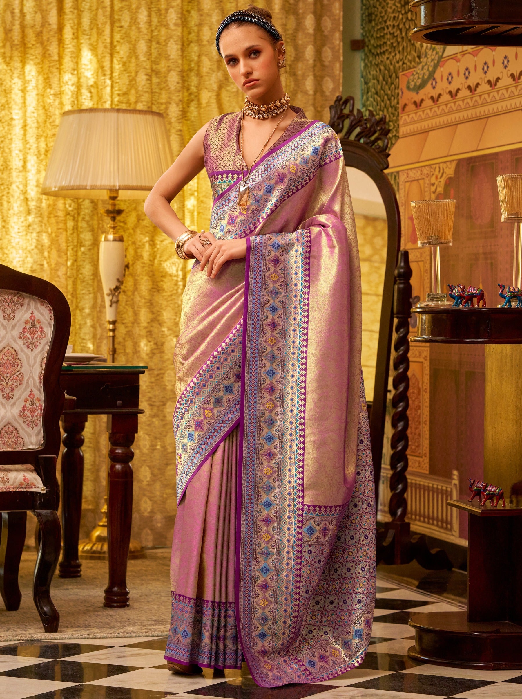 Taffy Pink Fancy Celebration Saree - TrendOye
