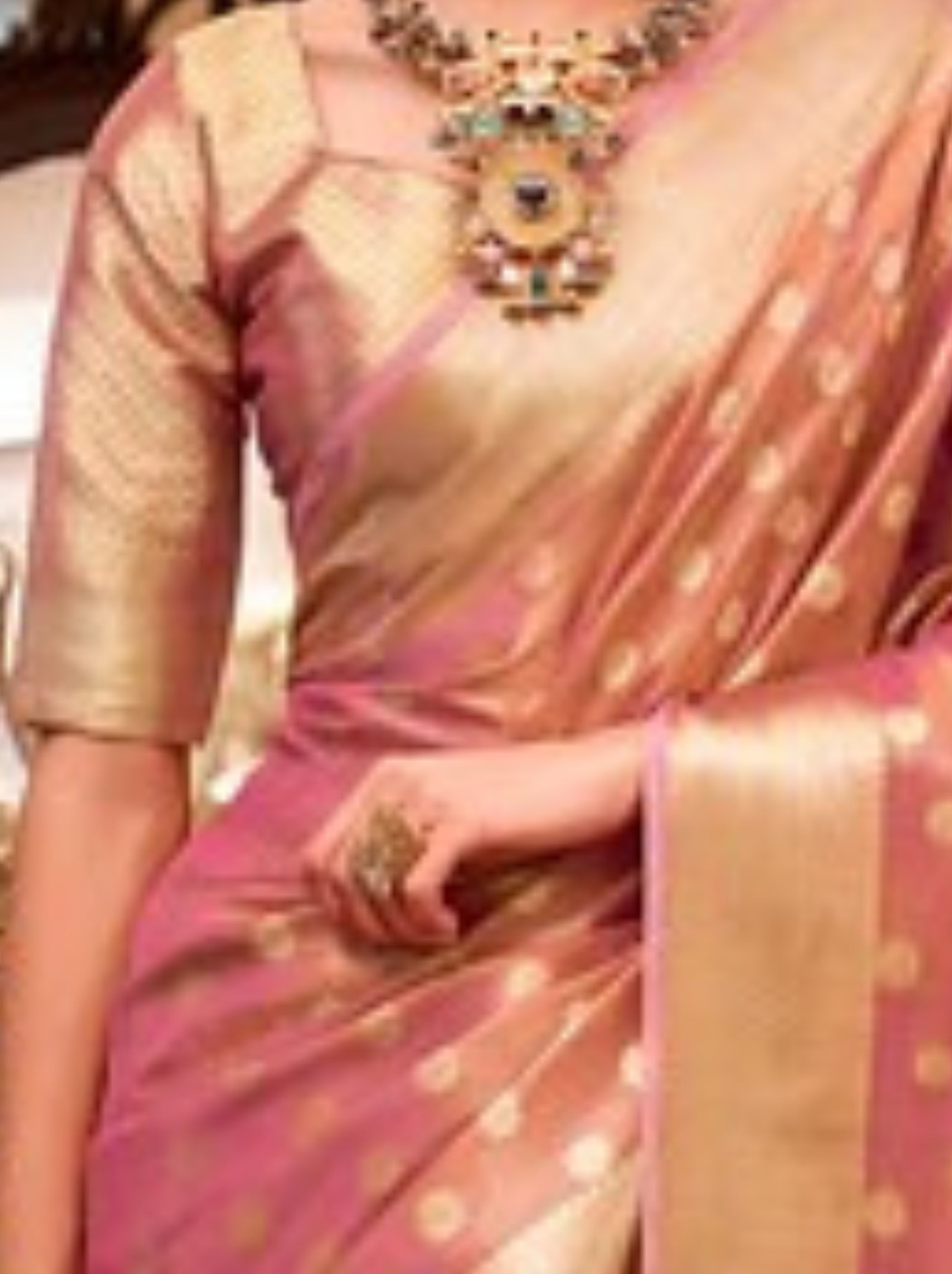 Punch Pink Fancy Tissue Silk Saree With Blouse Piece - TrendOye