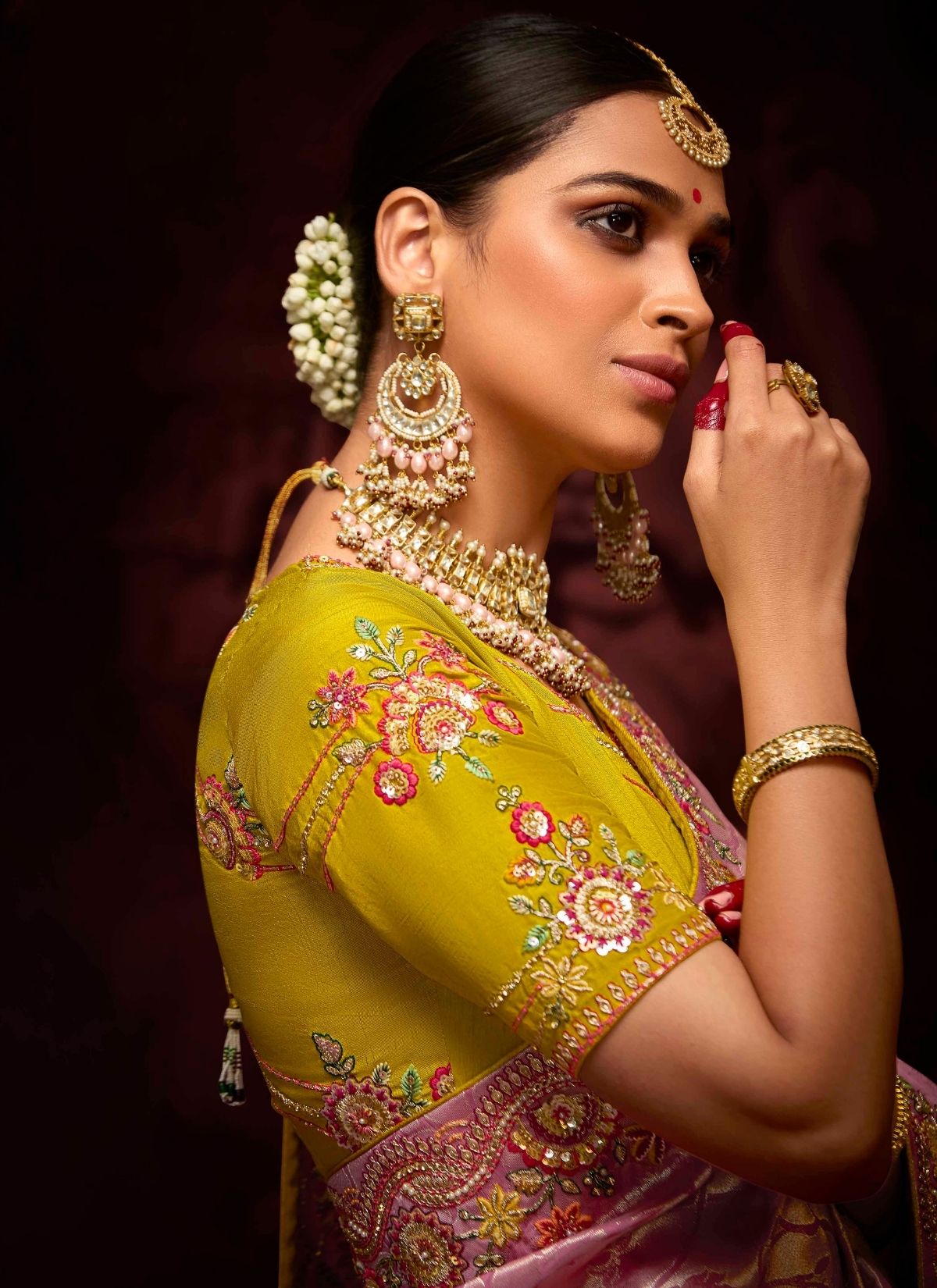 Rose Pink Luxury Banarasi Kanjivaram Saree with Embroidery - TrendOye