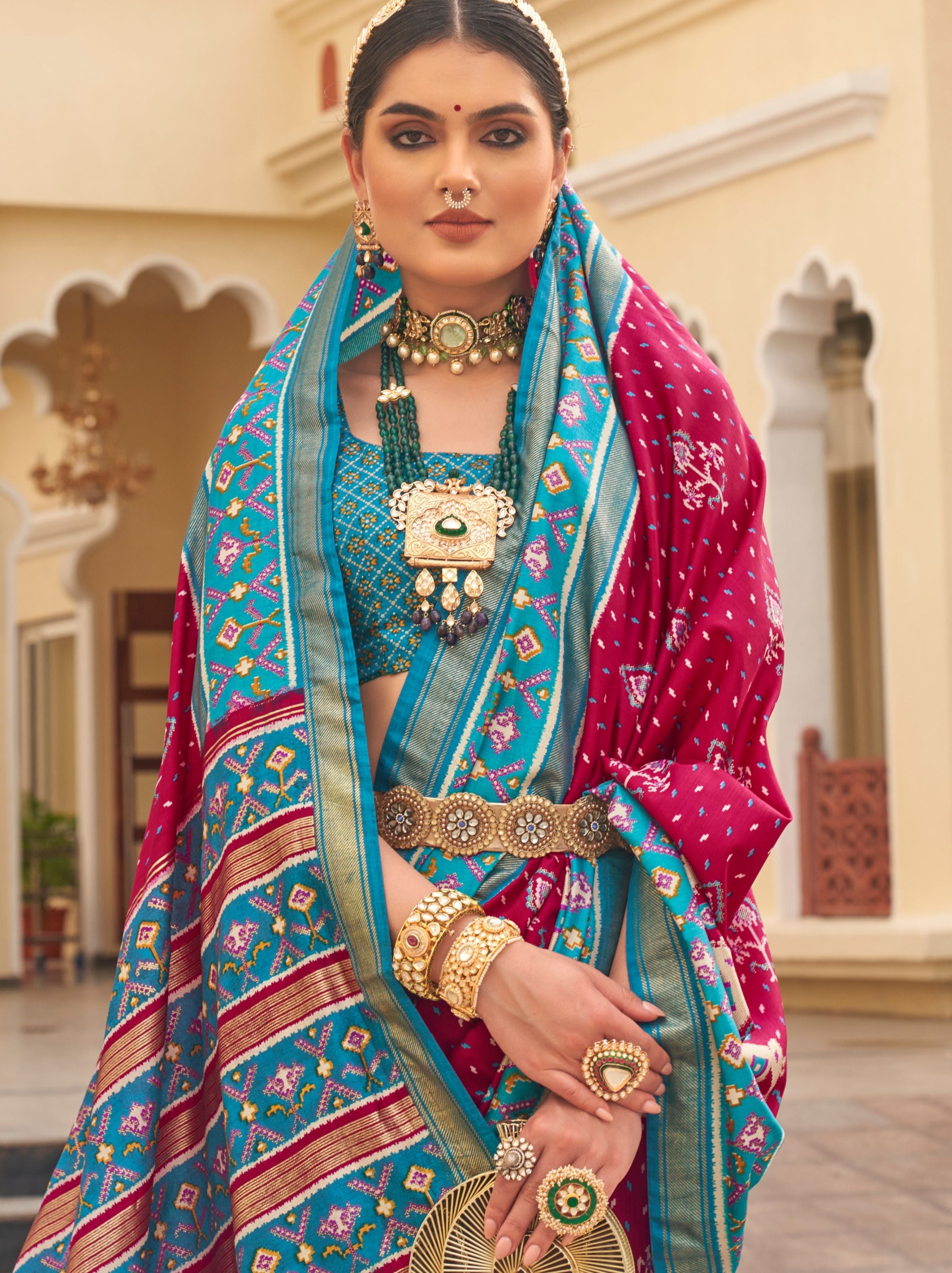 Ruby Pink Silk Blended Saree - TrendOye
