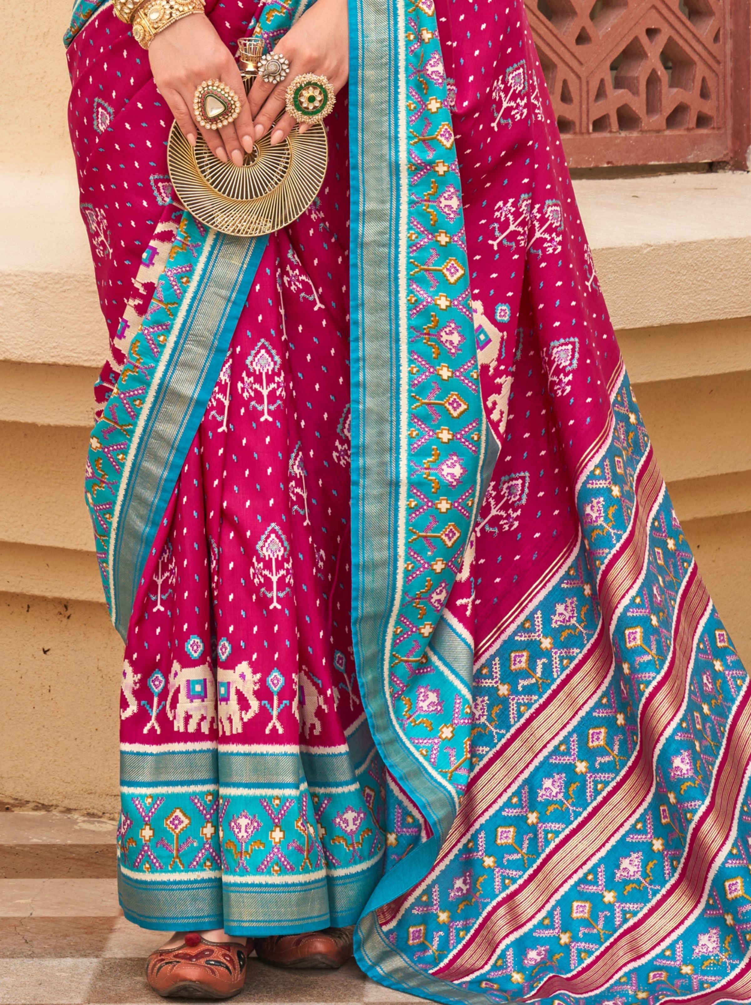 Ruby Pink Silk Blended Saree - TrendOye
