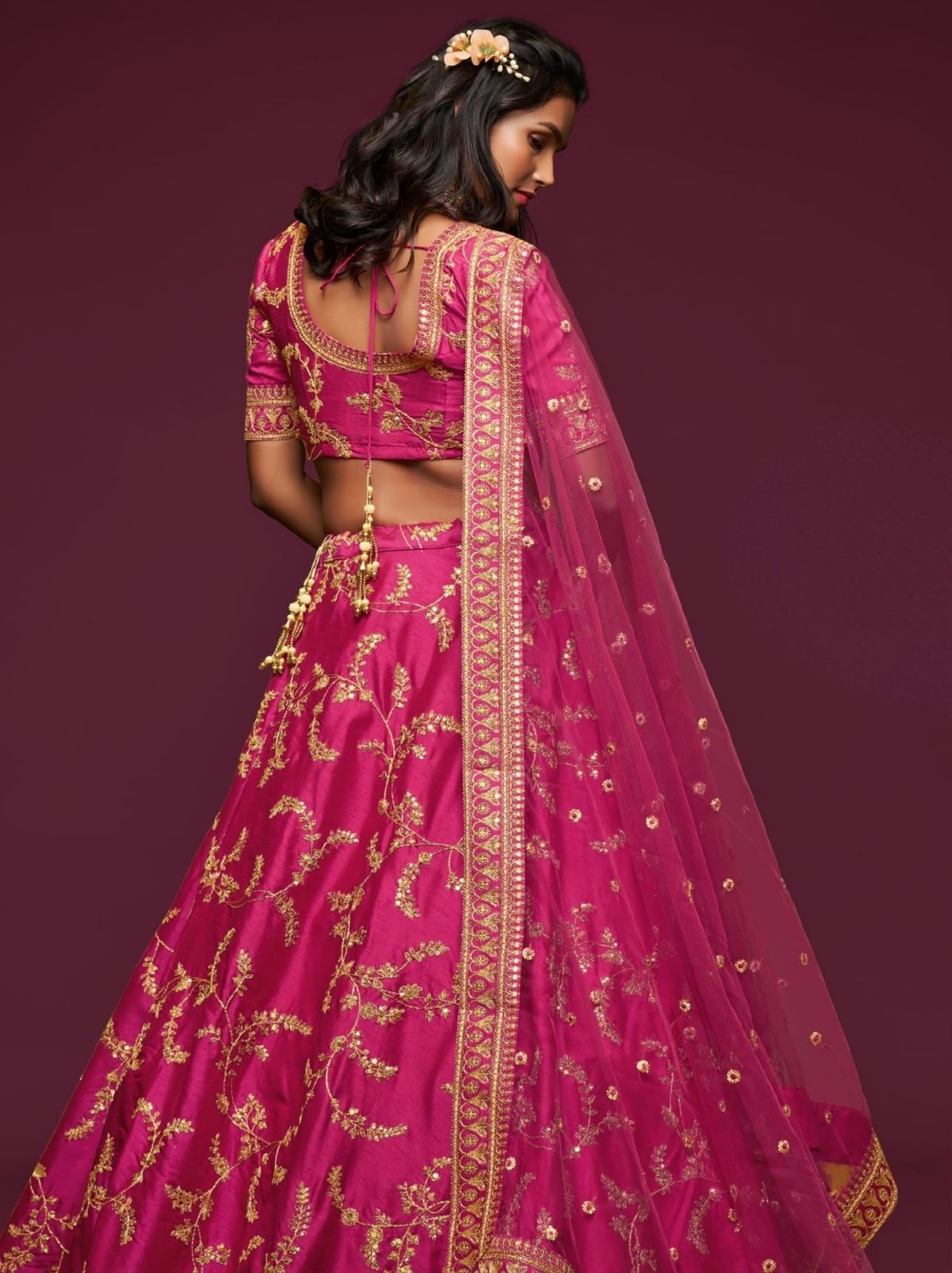 Magenta Pink Premium Celebration Lehenga Set With Sequin & Zari Work