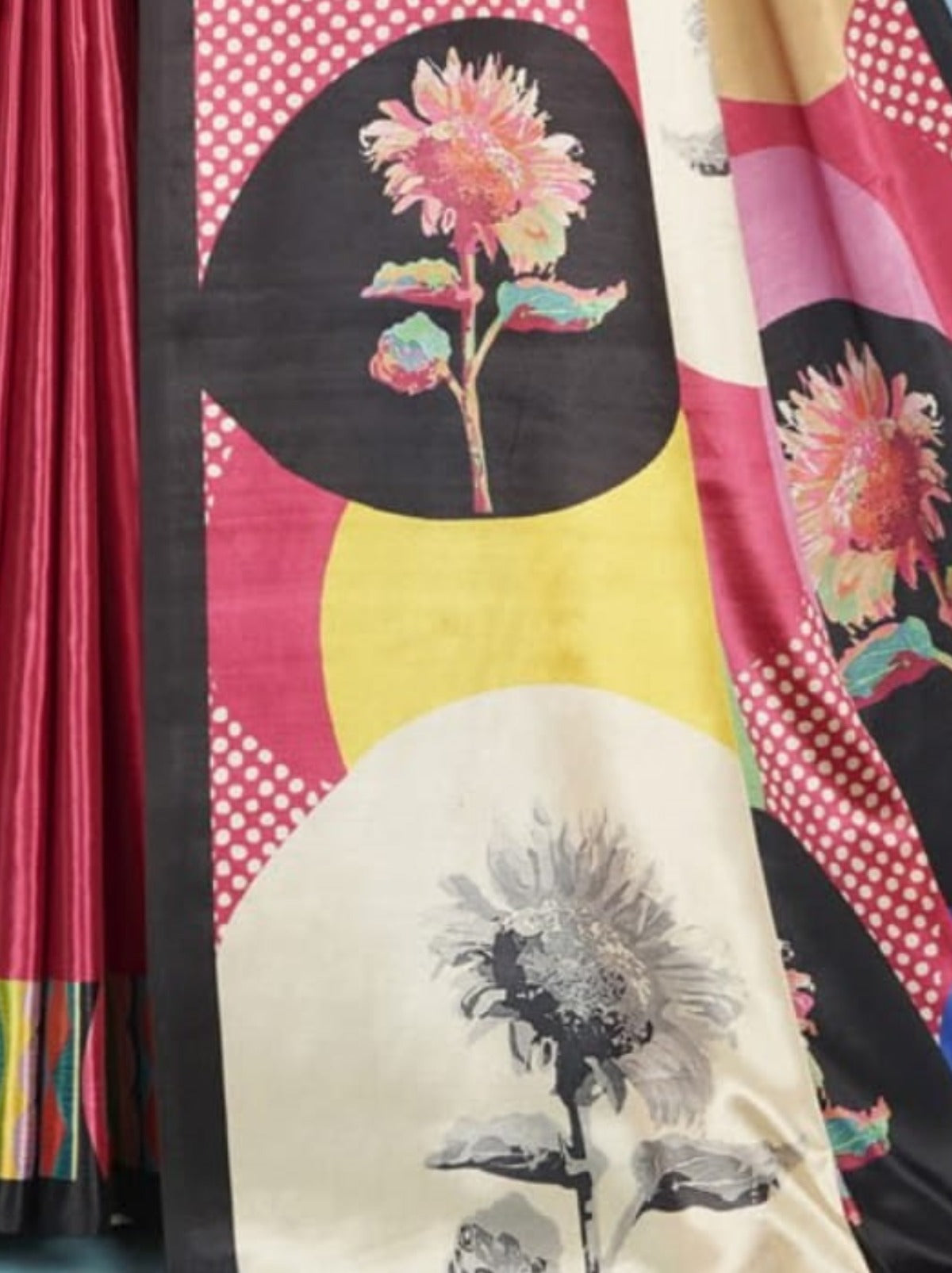 Punch Pink Premium Crepe Silk Saree With Blouse Piece