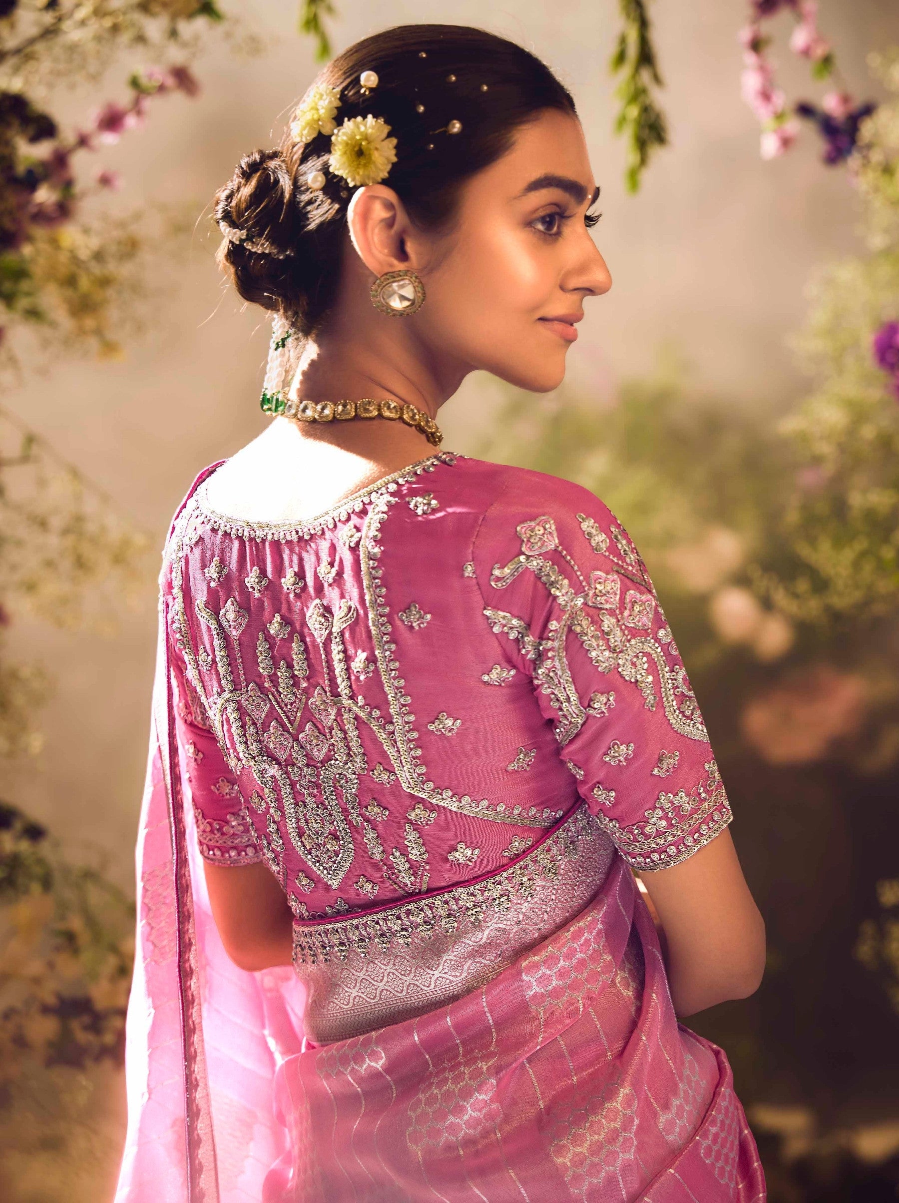 Hot Pink Wedding And Celebration Saree - TrendOye