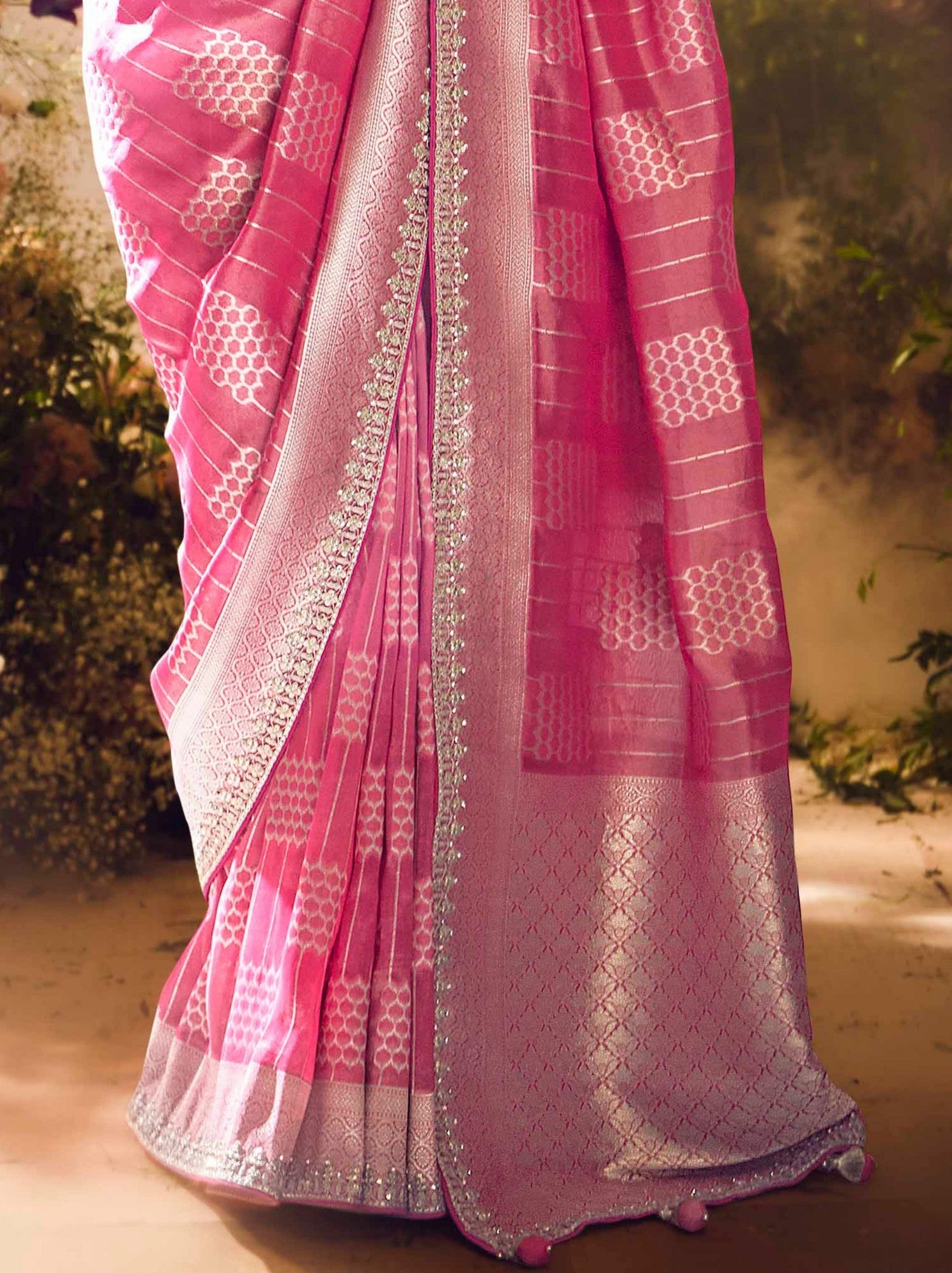 Hot Pink Wedding And Celebration Saree - TrendOye