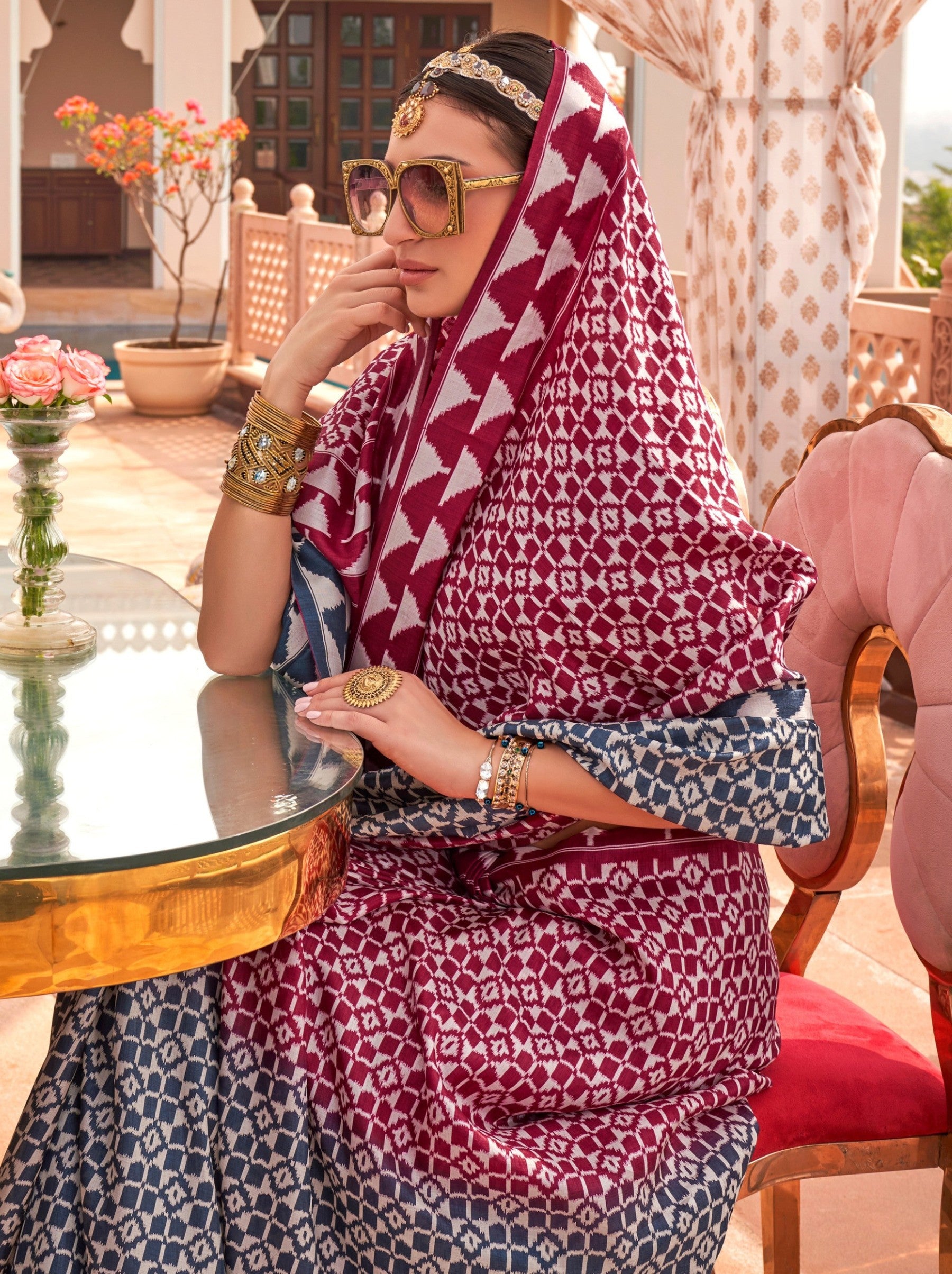 Ruby Pink Celebration Saree - TrendOye