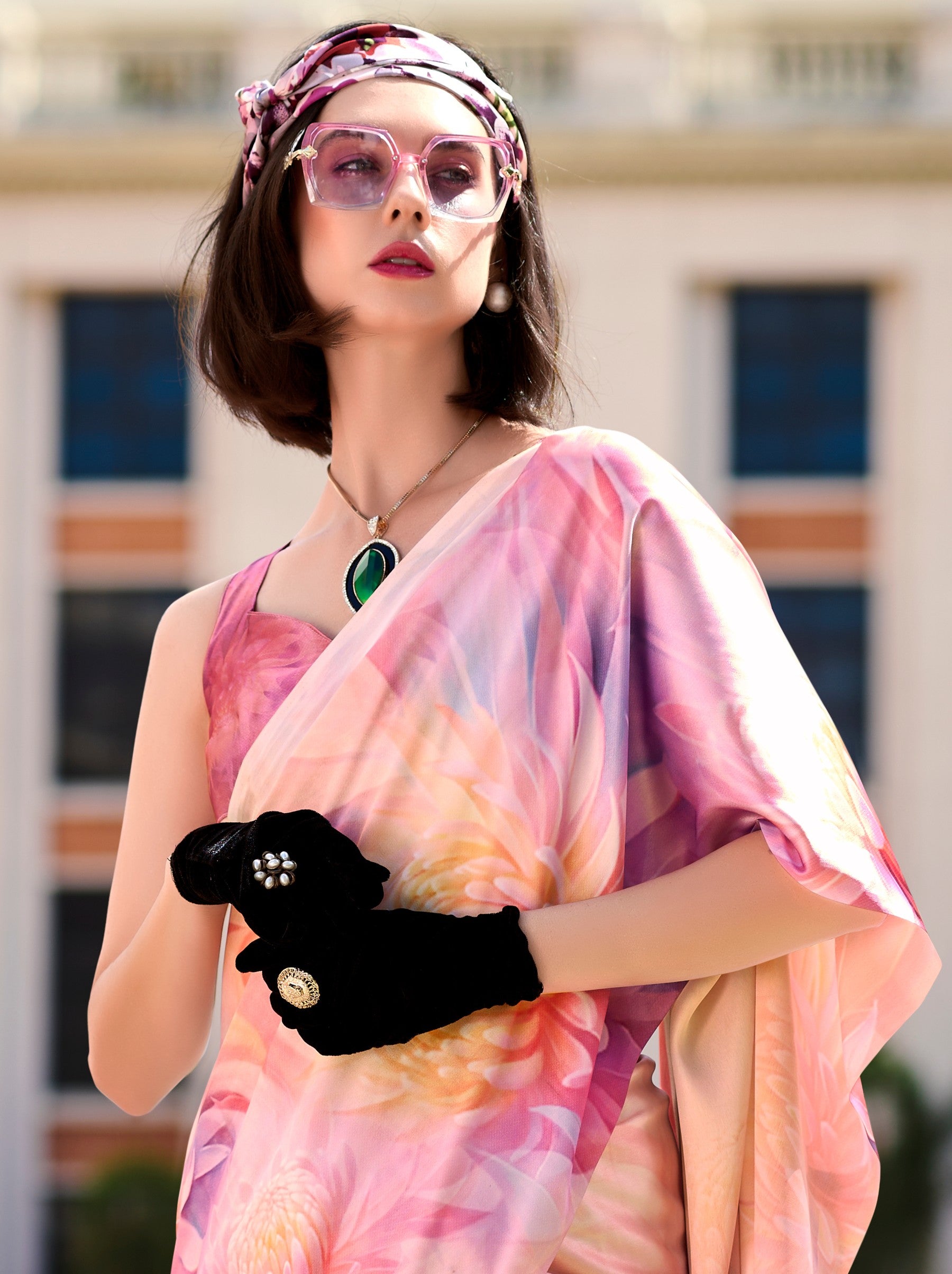 Baby Pink Party Saree - TrendOye