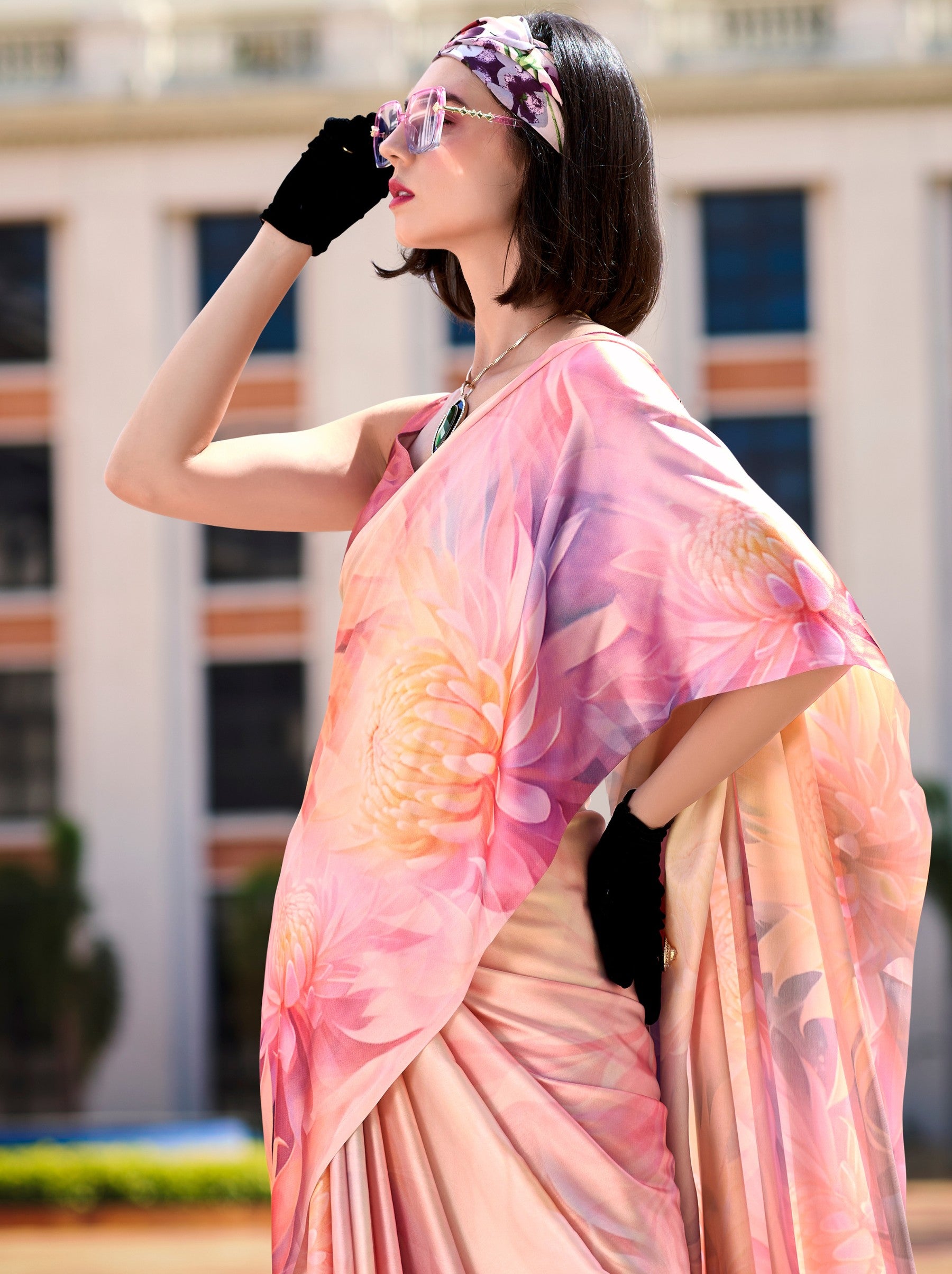 Baby Pink Party Saree - TrendOye