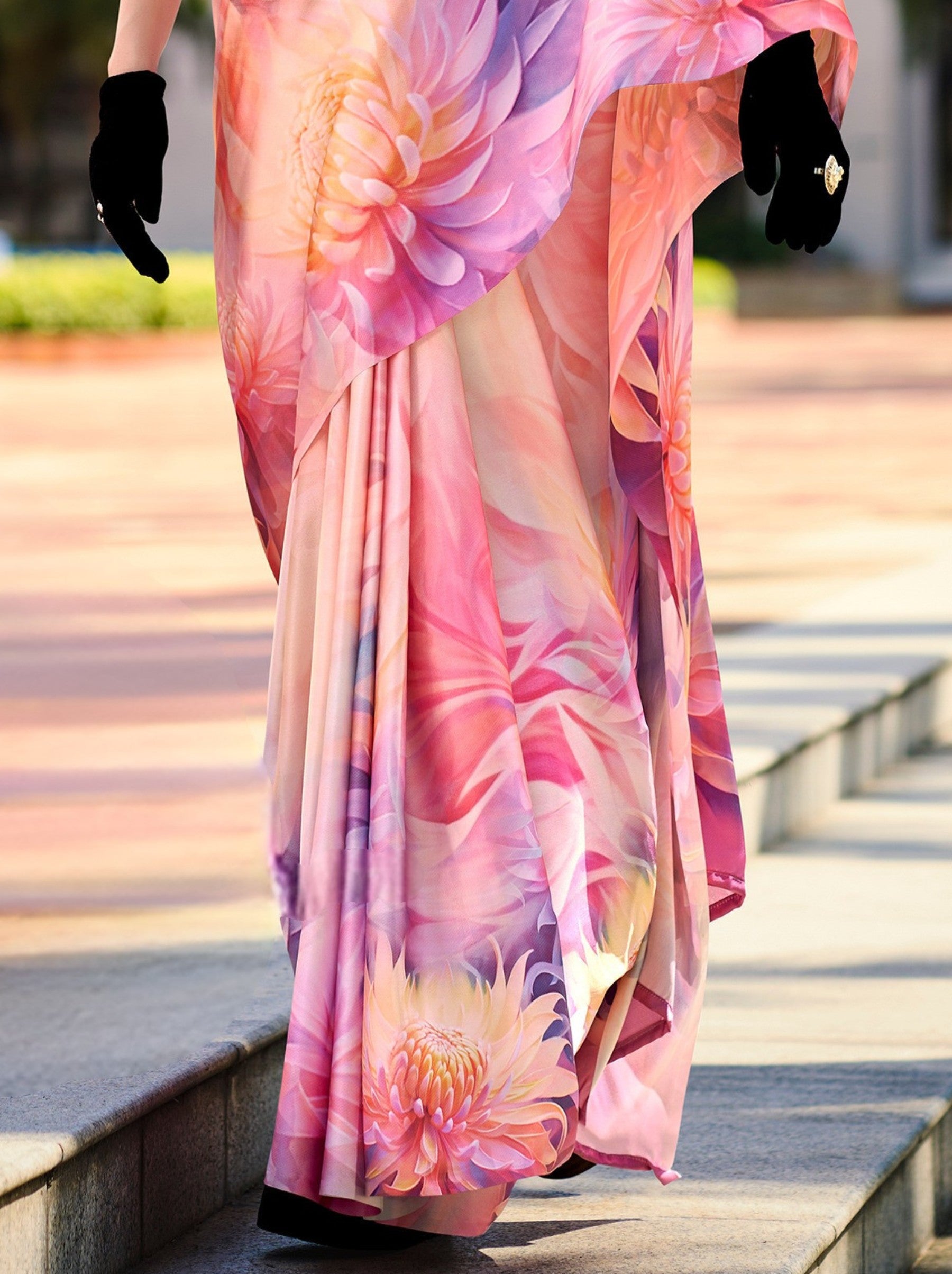 Baby Pink Party Saree - TrendOye