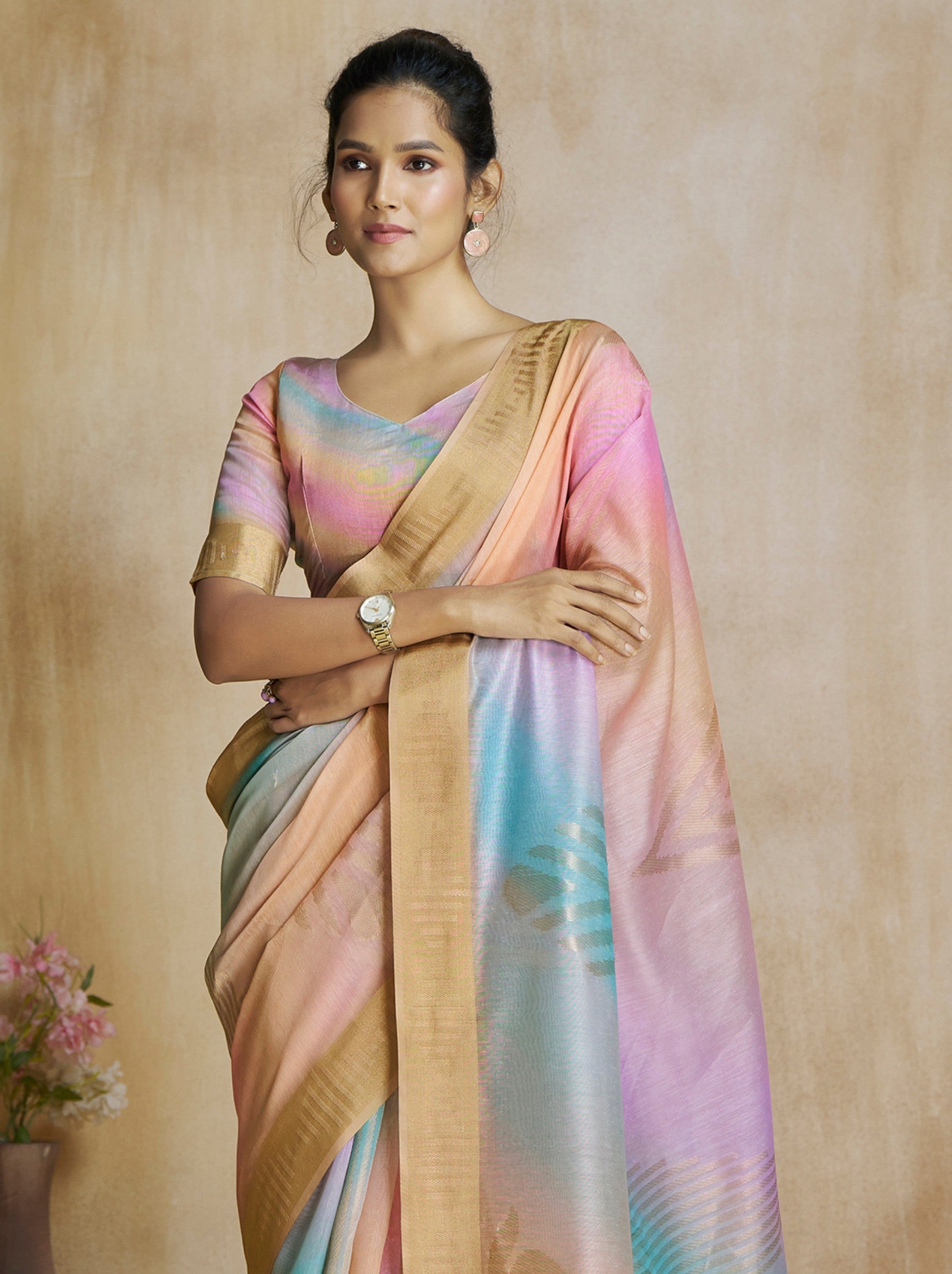 Baby Pink Celebration Saree - TrendOye