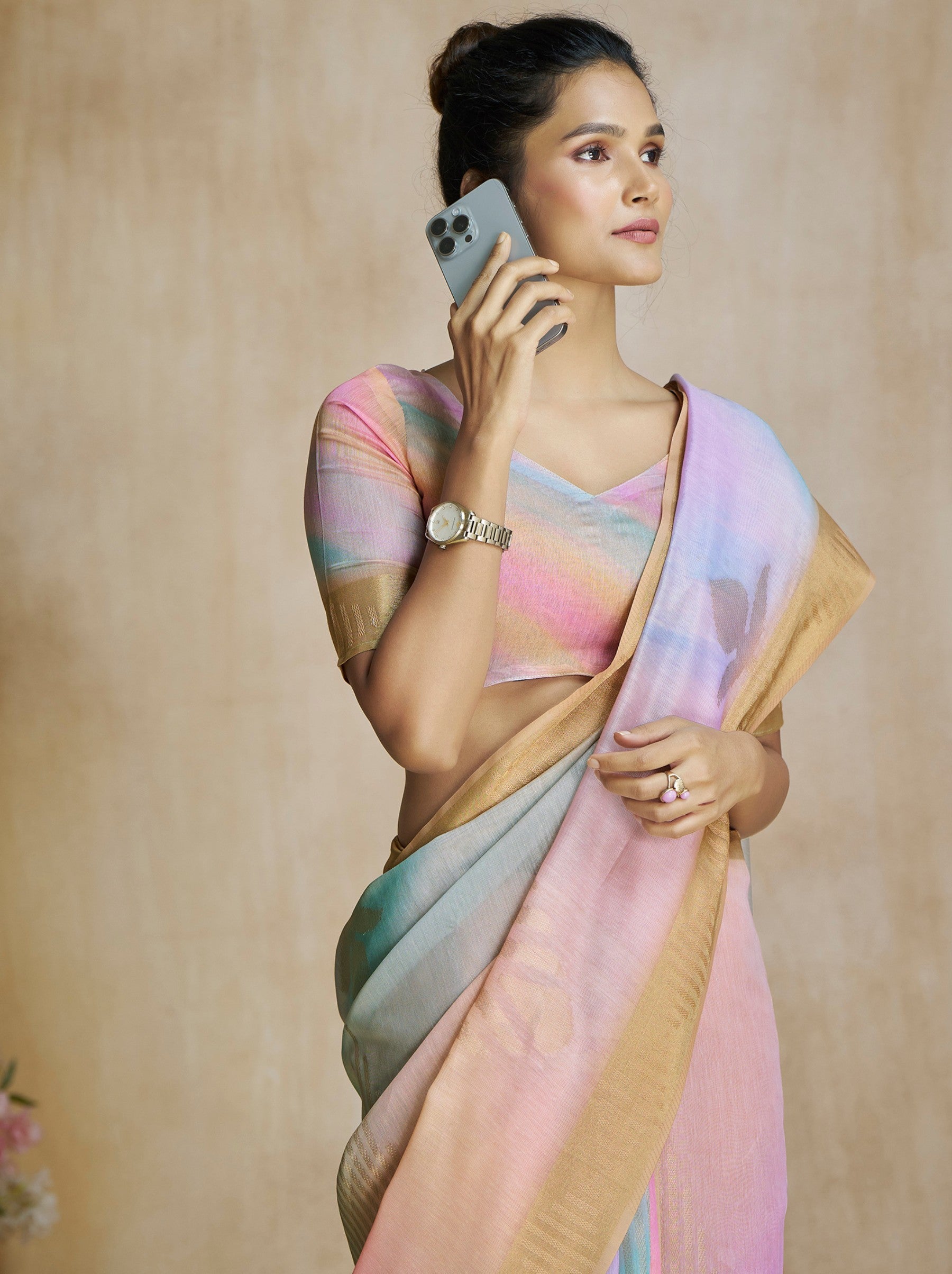 Baby Pink Celebration Saree - TrendOye