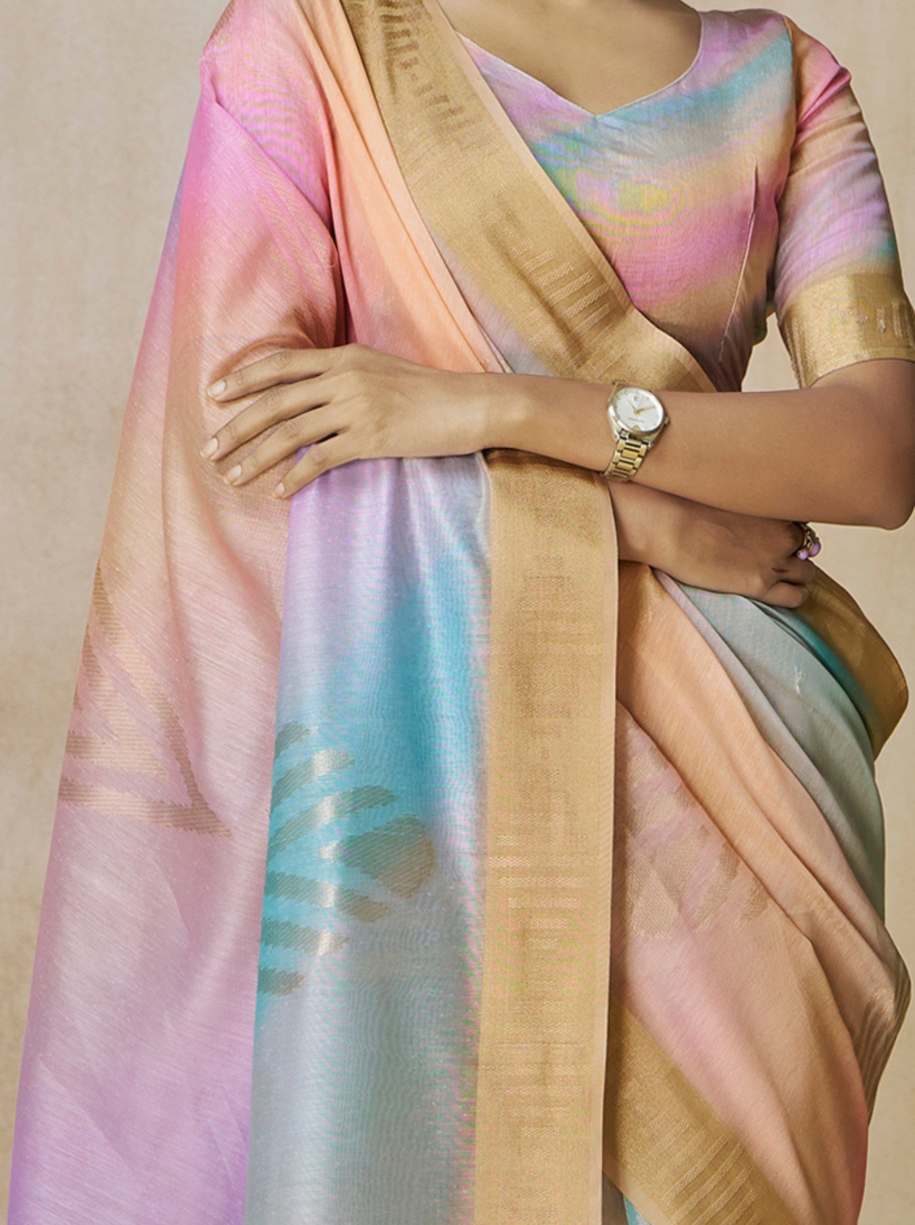 Baby Pink Celebration Saree - TrendOye