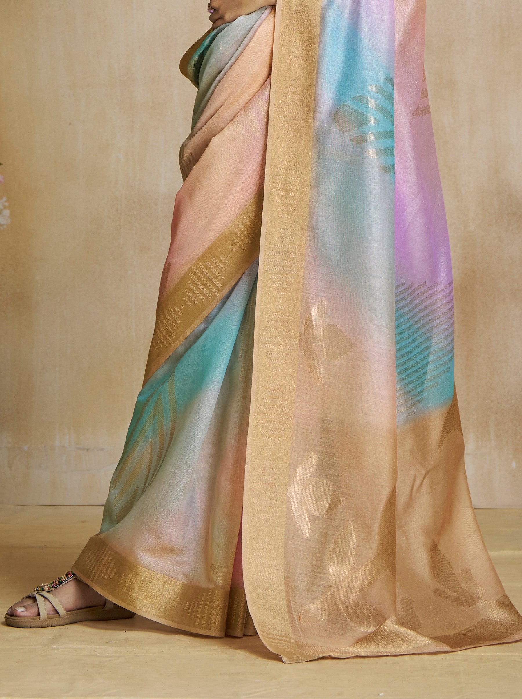 Baby Pink Celebration Saree - TrendOye