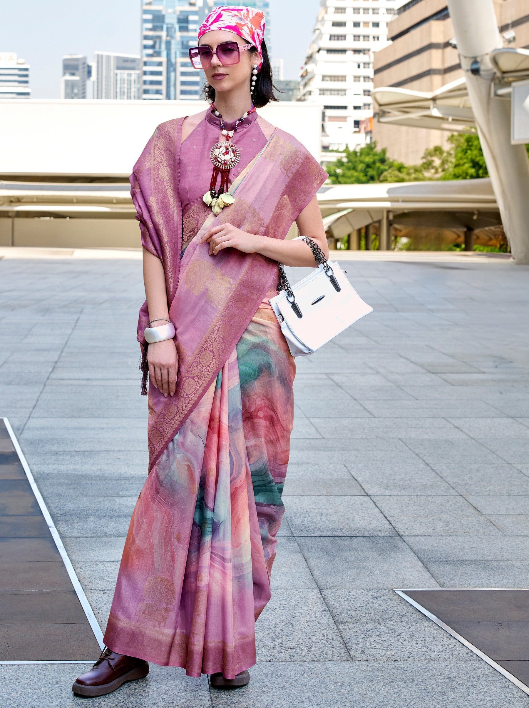 Rose Pink Celebration Saree - TrendOye
