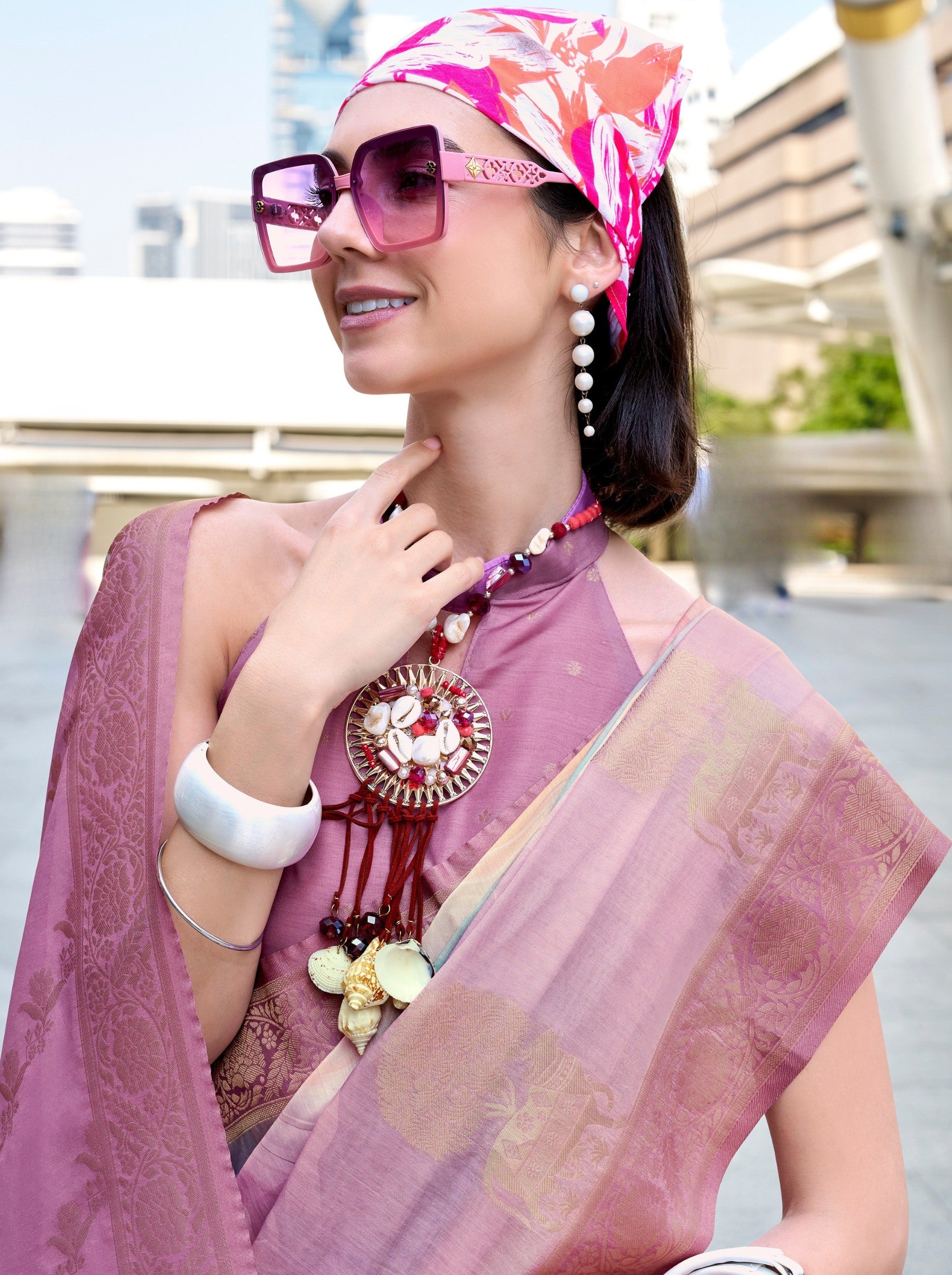 Rose Pink Celebration Saree - TrendOye