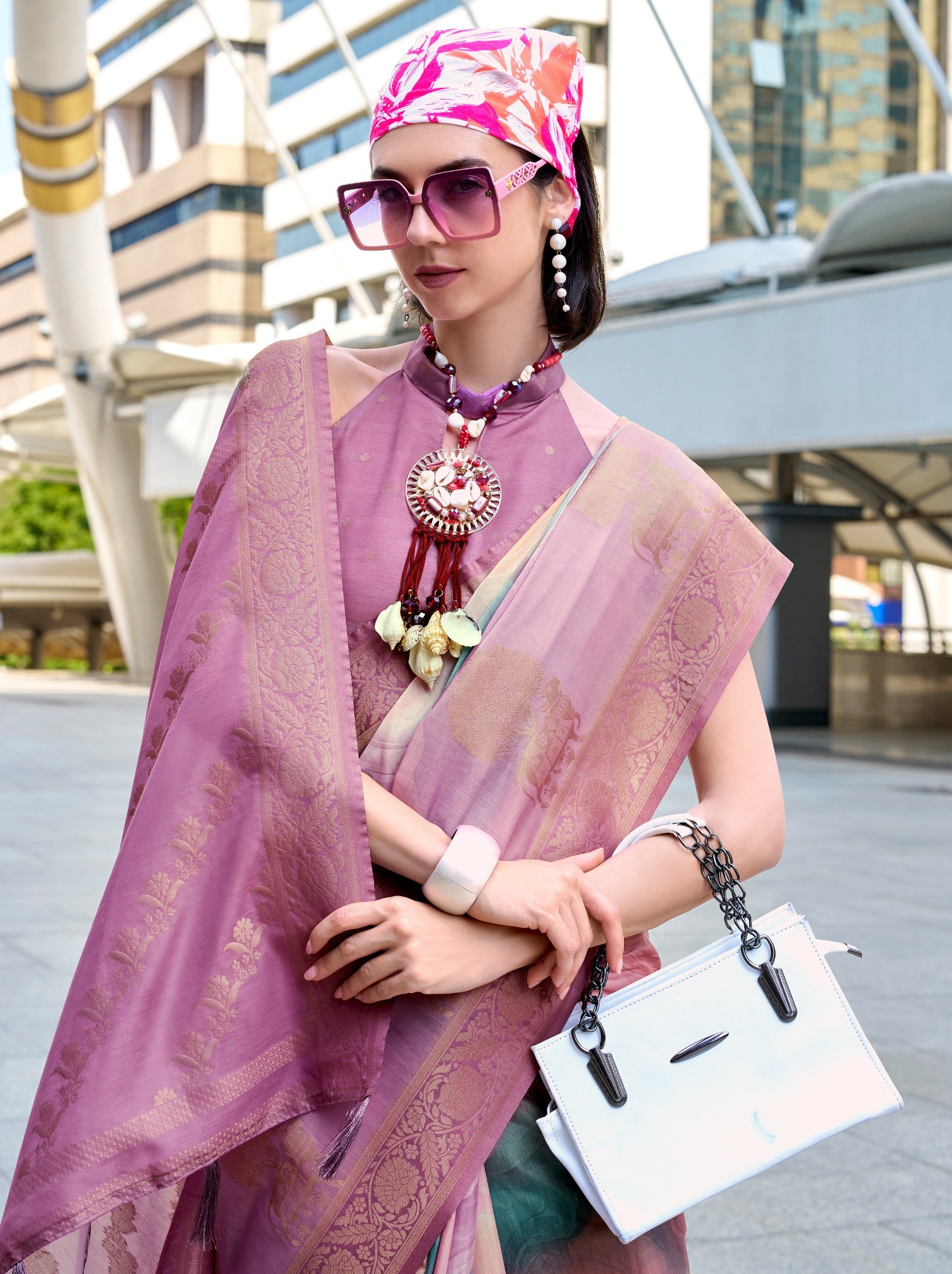 Rose Pink Celebration Saree - TrendOye
