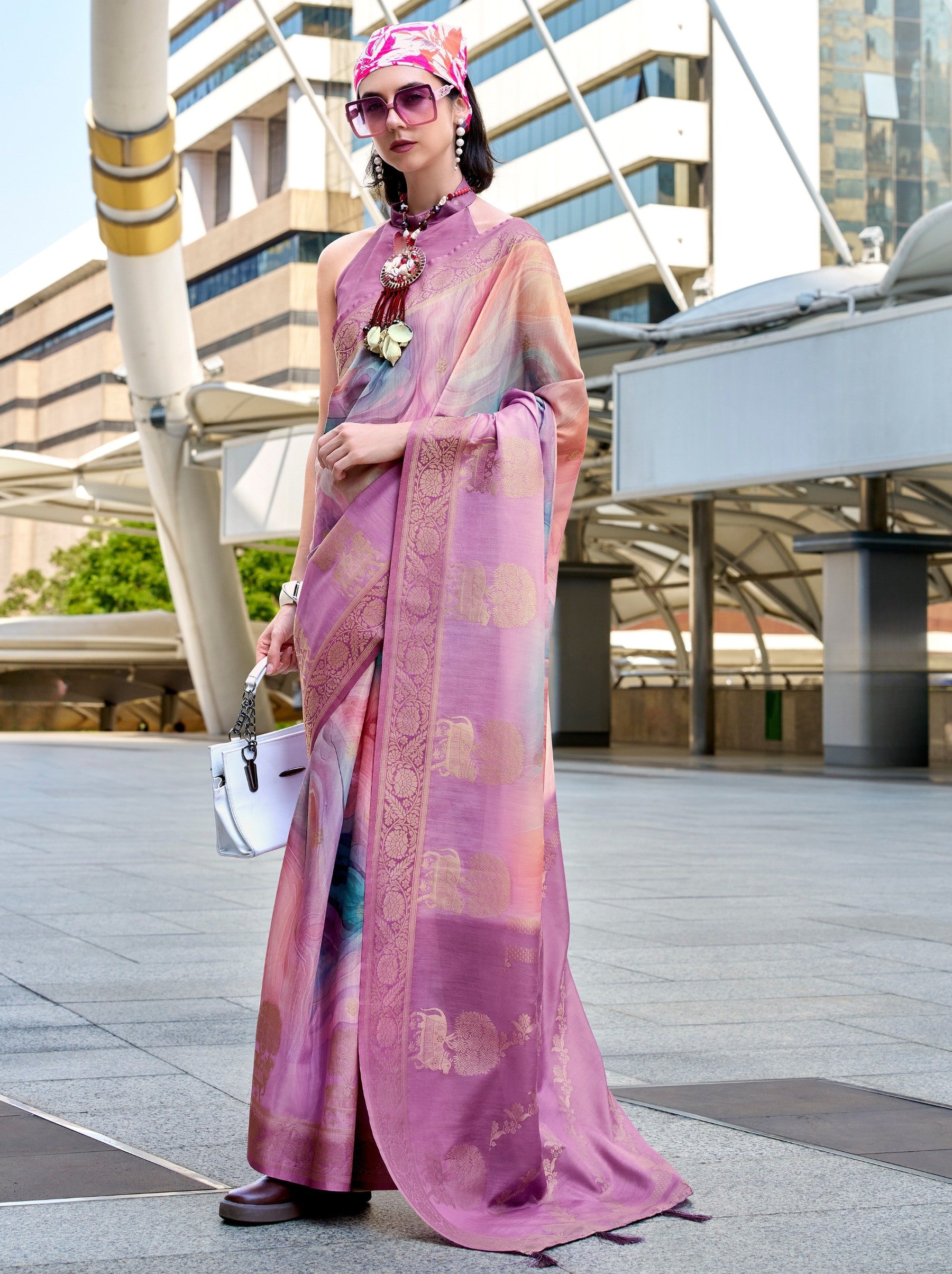 Rose Pink Celebration Saree - TrendOye