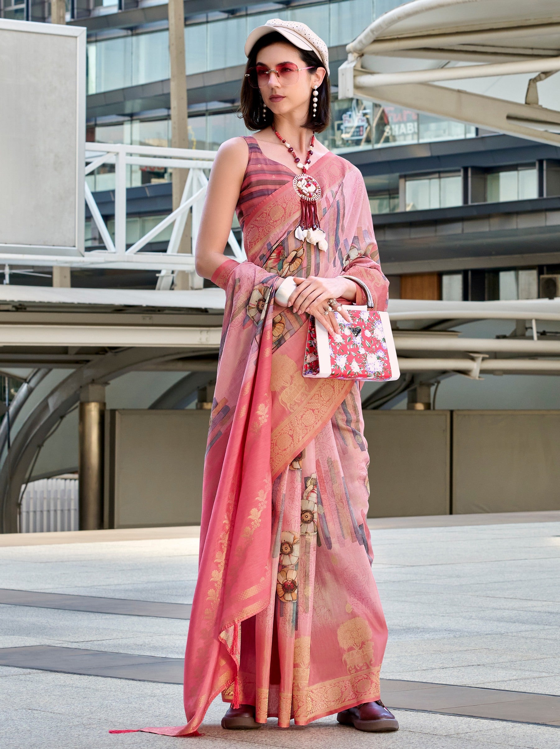 Taffy Pink Celebration Saree - TrendOye