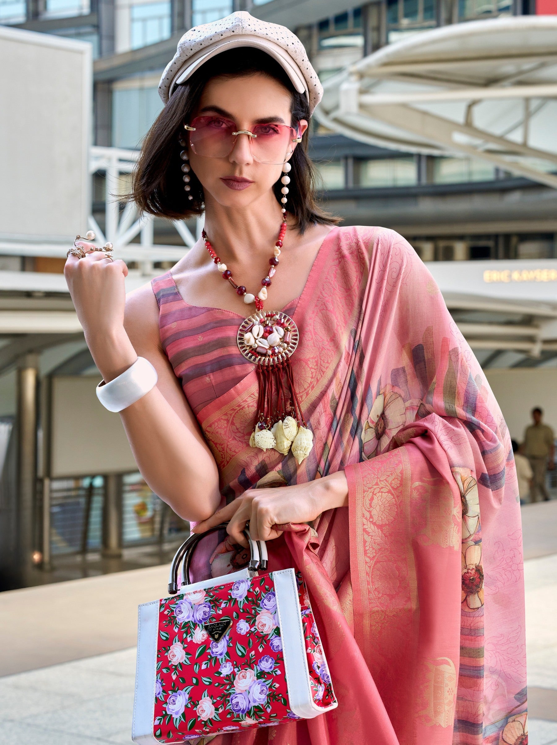Taffy Pink Celebration Saree - TrendOye