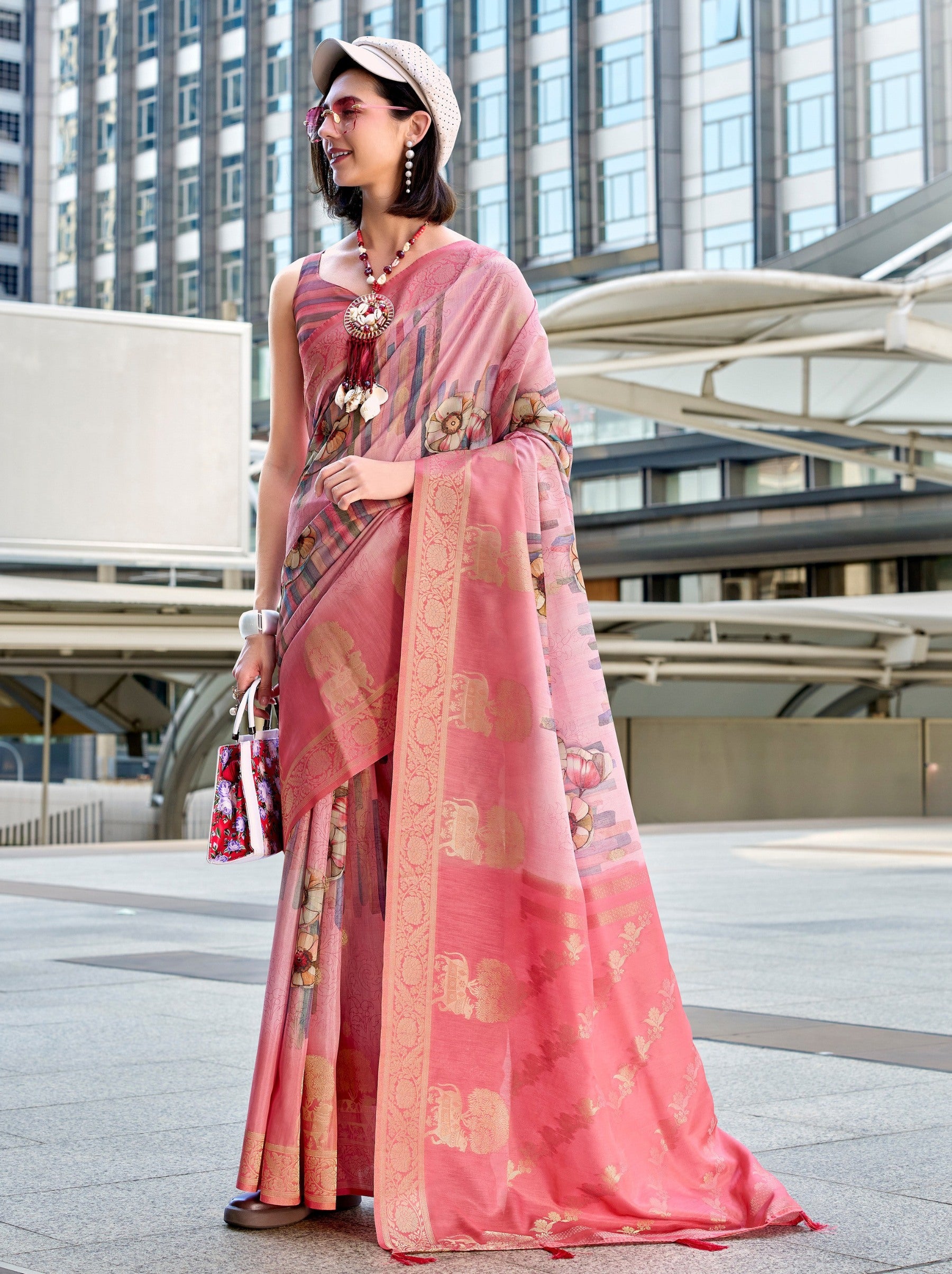 Taffy Pink Celebration Saree - TrendOye