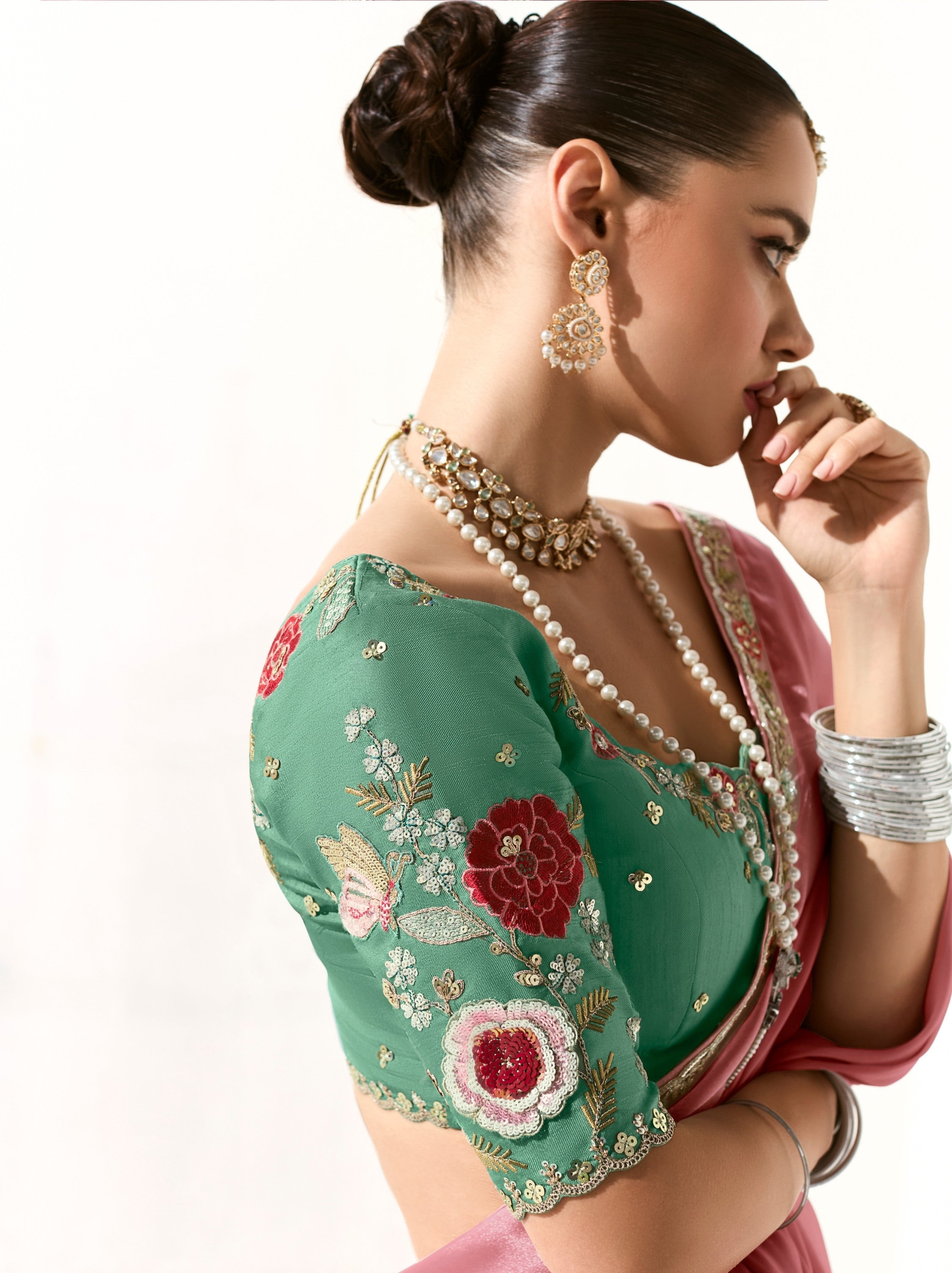 Bubblegum Pink Organza Tissue Fancy Designer Saree With Blouse Piece