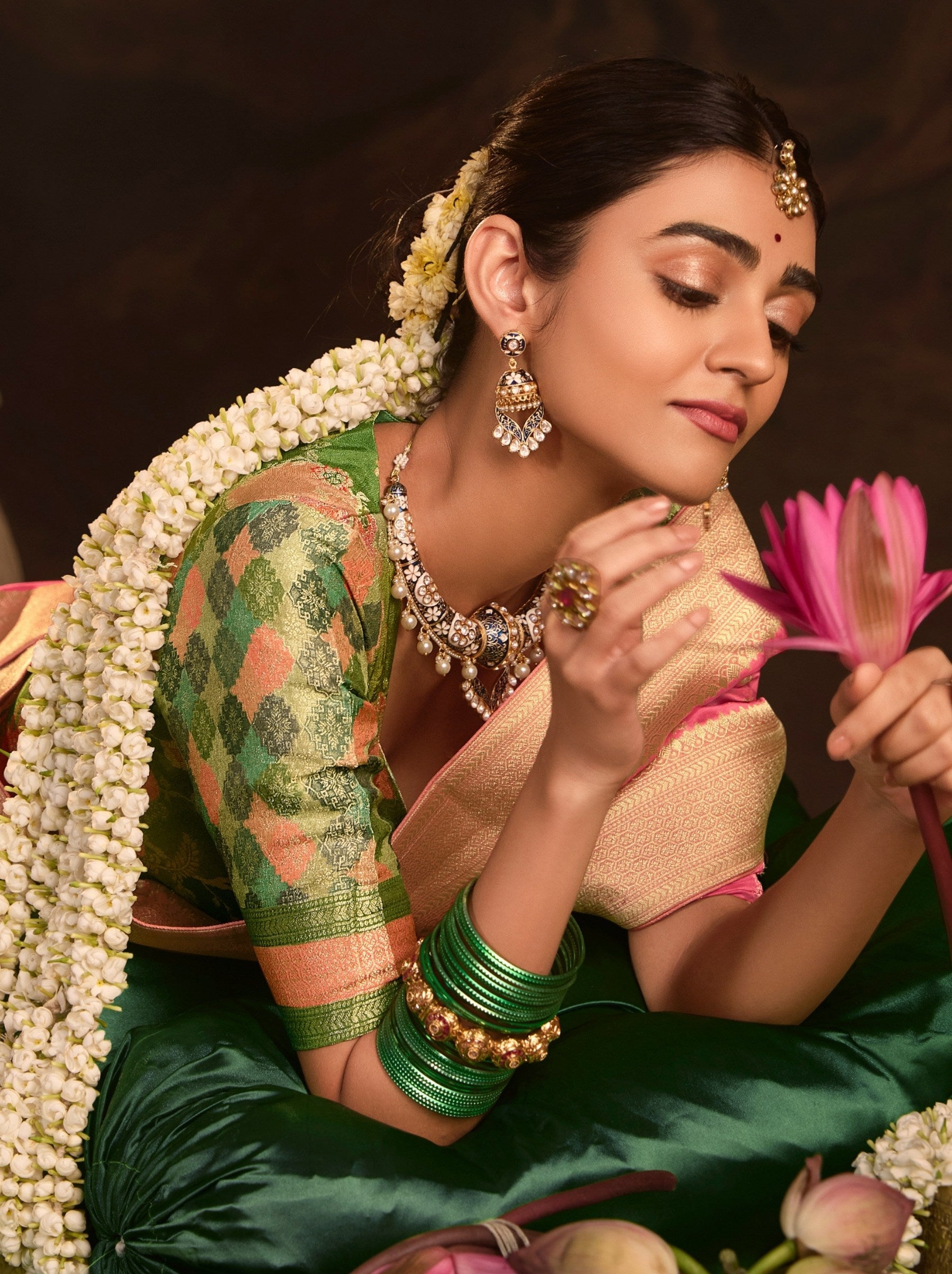 Rose Pink Wedding And Party Designer Saree - TrendOye
