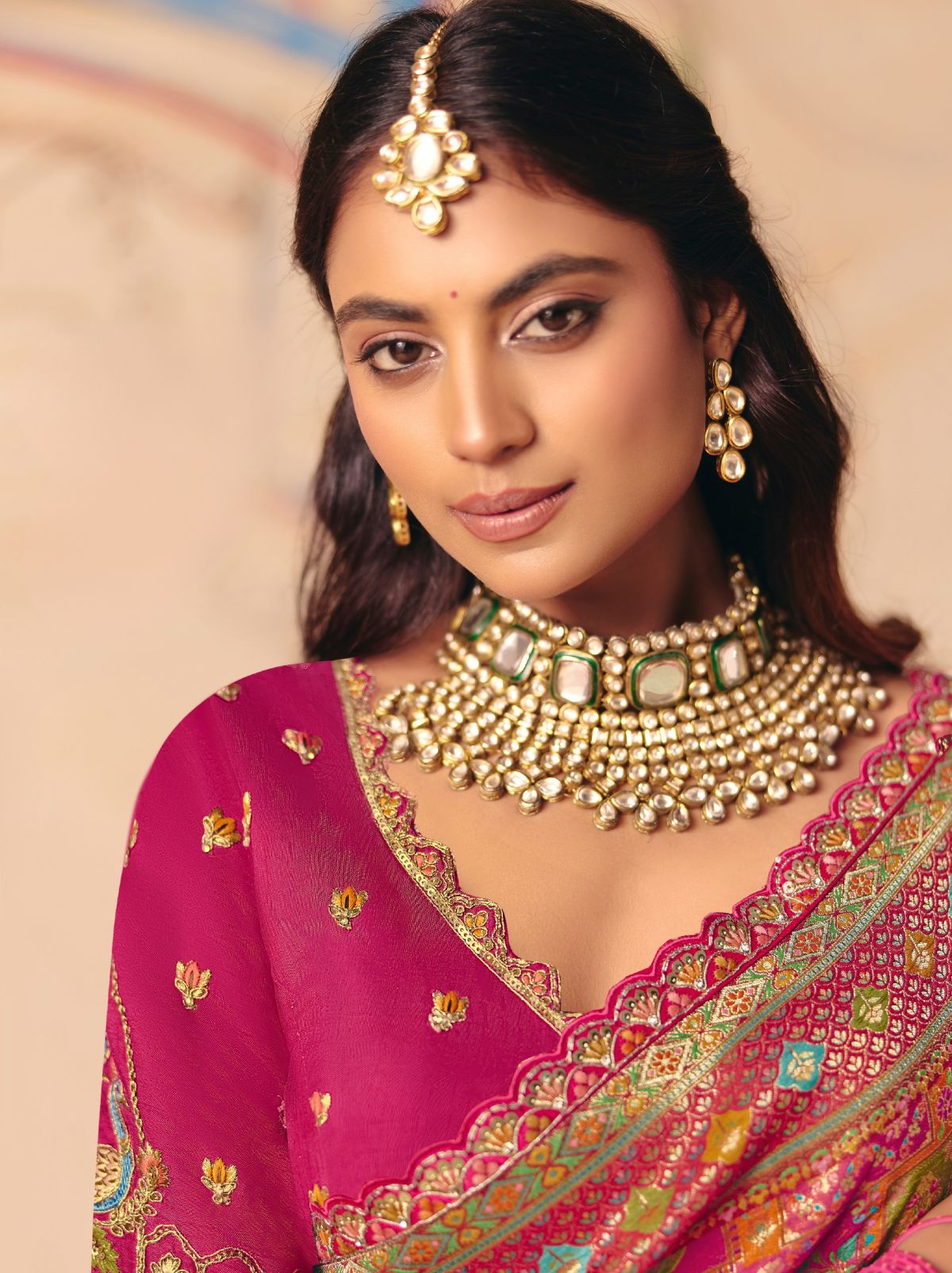 Ruby Pink Premium Dola Silk Embroidered Designer Saree